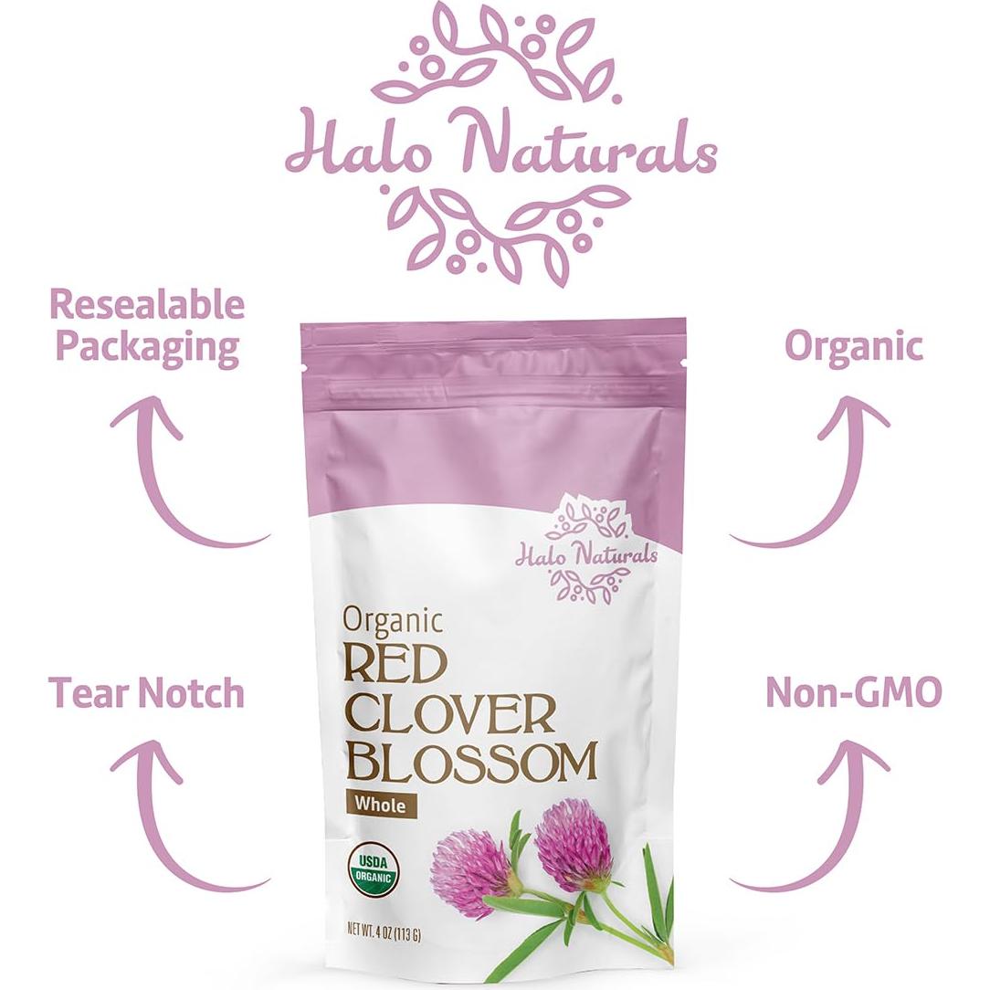 Flor de Trébol Rojo Orgánica Halo Naturals 113g Certificada USDA