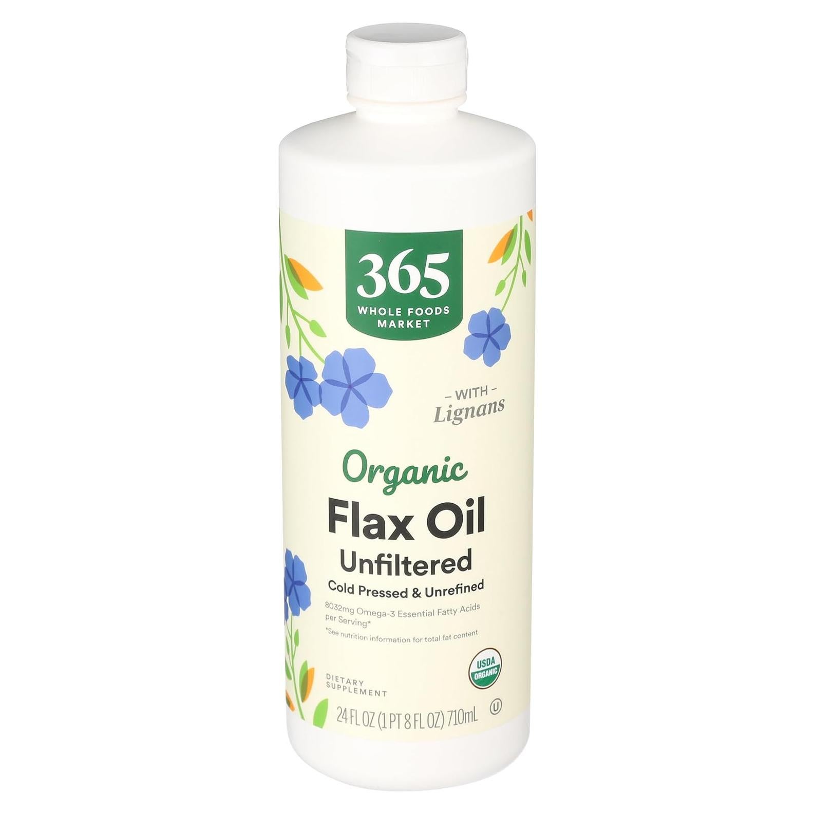Aceite de Linaza Orgánico 365 Whole Foods 680g Prensado en Frío