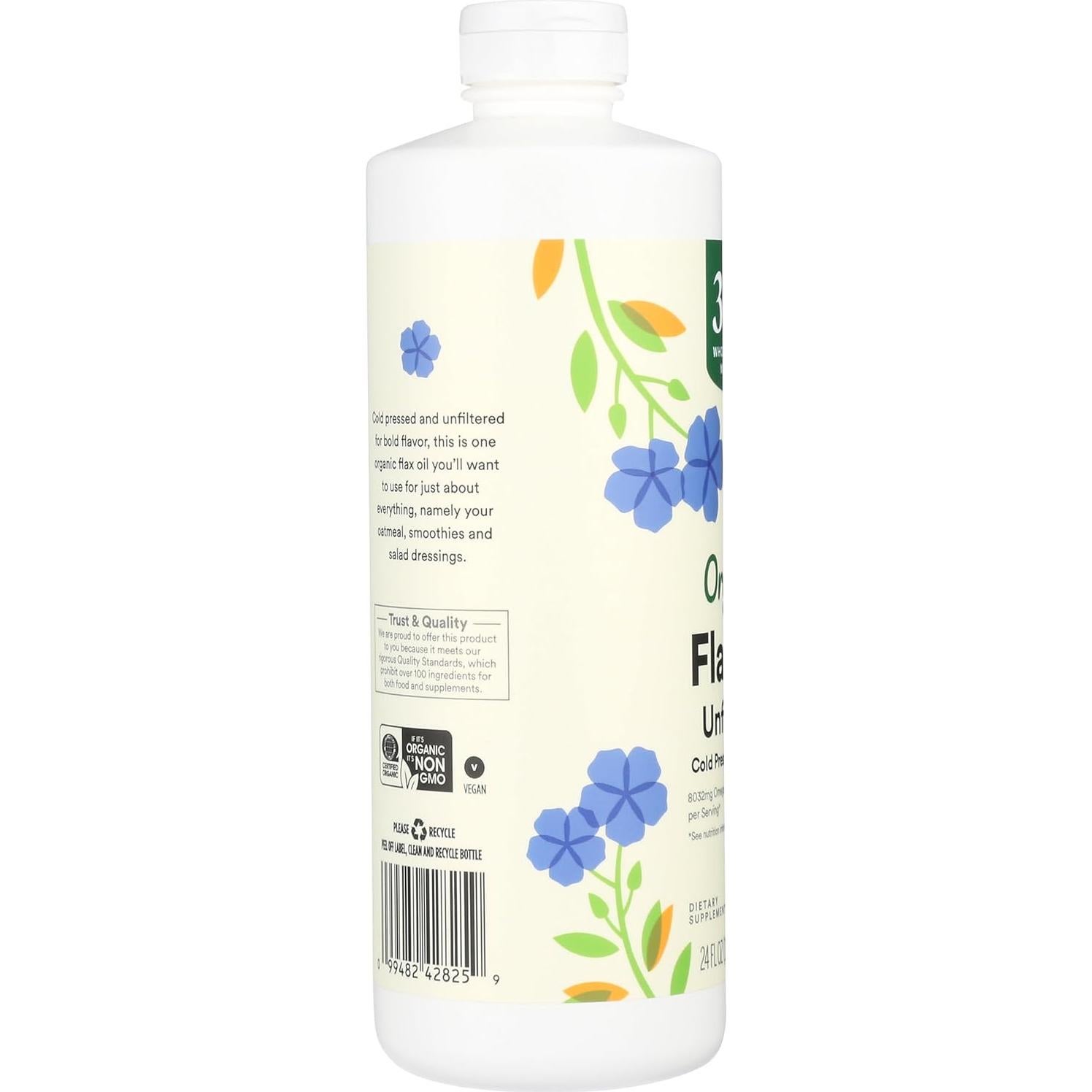 Aceite de Linaza Orgánico 365 Whole Foods 680g Prensado en Frío
