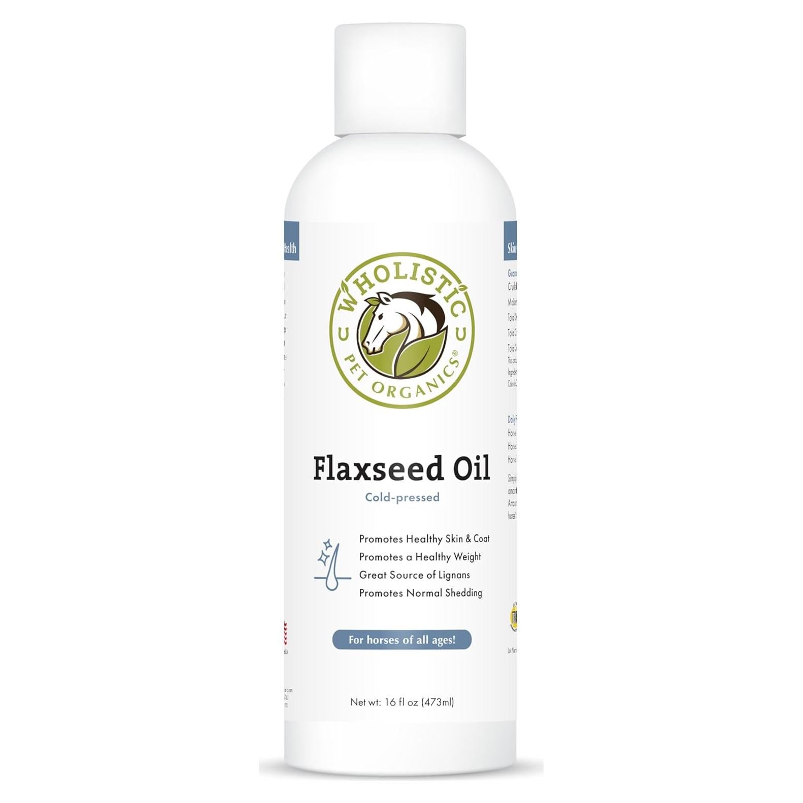 Aceite de Semilla de Lino Orgánico Wholistic 473ml para Caballos