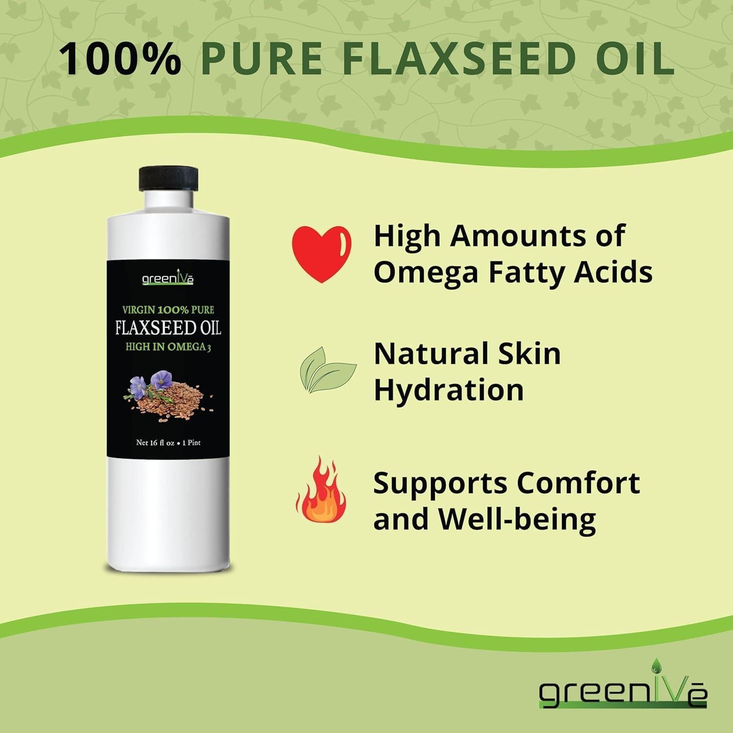 Aceite de Semilla de Linaza GreenIVe 100% Puro 236.6 ml