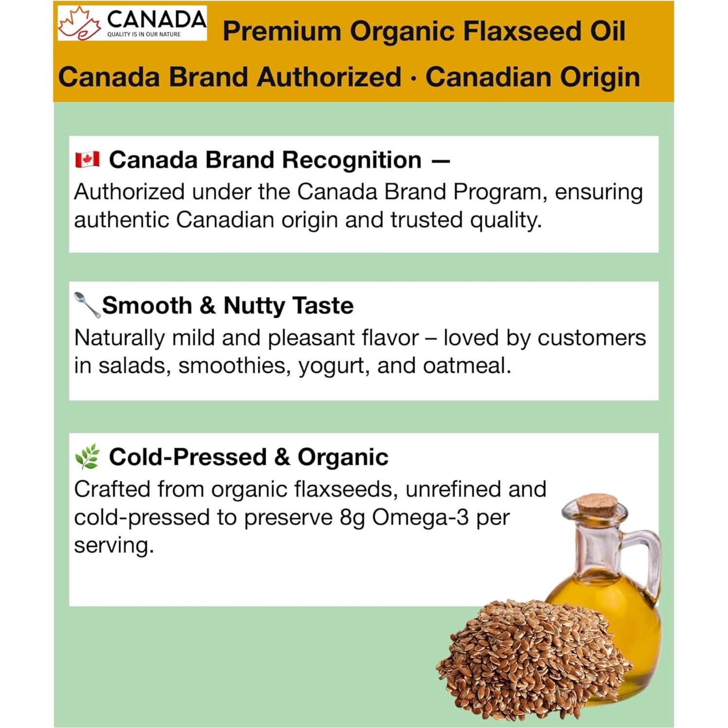 Aceite de Linaza Orgánico Sunyeah 500ml - Exprimido en Frío, Sin Refinar