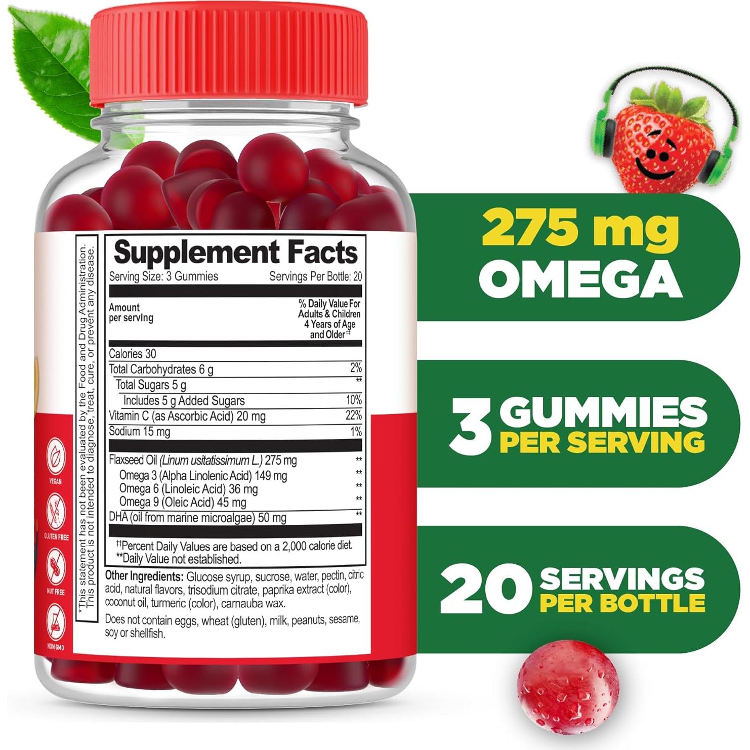 Gominolas Omega 3 Veganas Lifeable para Niños 60 Unidades