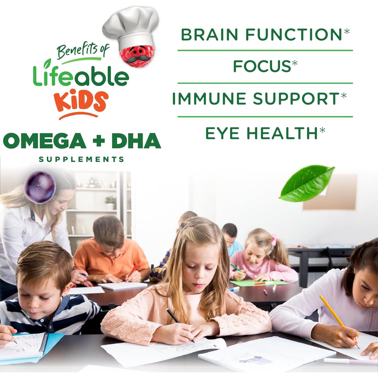 Gominolas Omega 3 Veganas Lifeable para Niños 60 Unidades