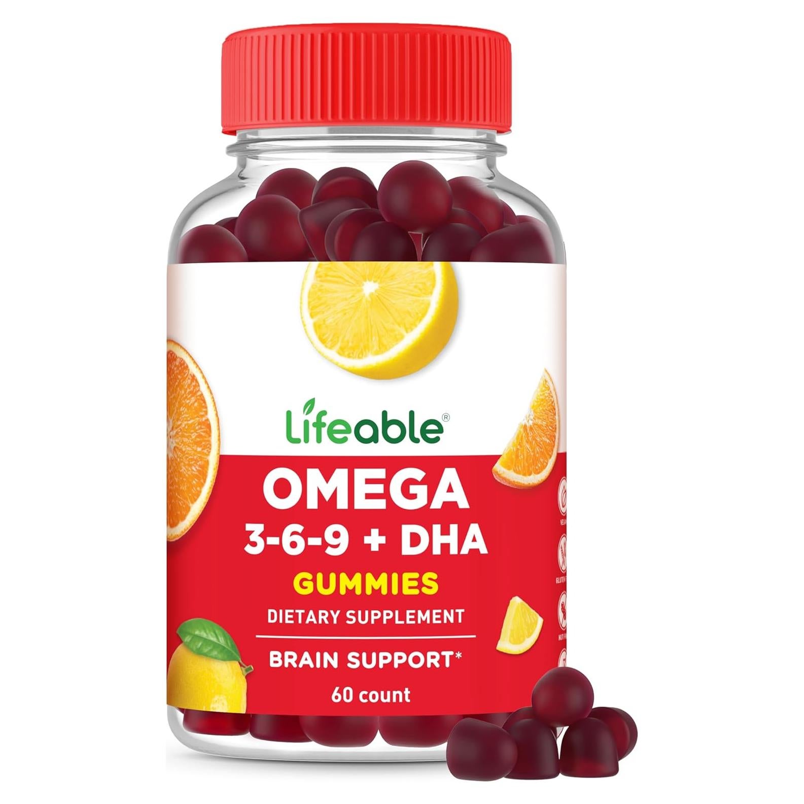 Gomitas Omega 3 6 9 Lifeable | Suplemento Vegano DHA | 60 Unidades