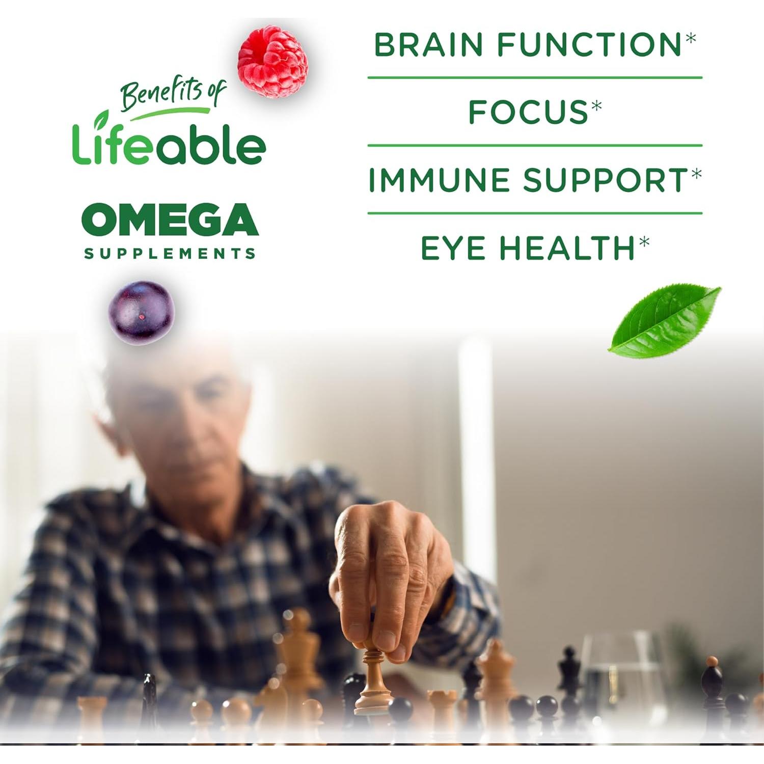 Gomitas Omega 3 6 9 Lifeable | Suplemento Vegano DHA | 60 Unidades