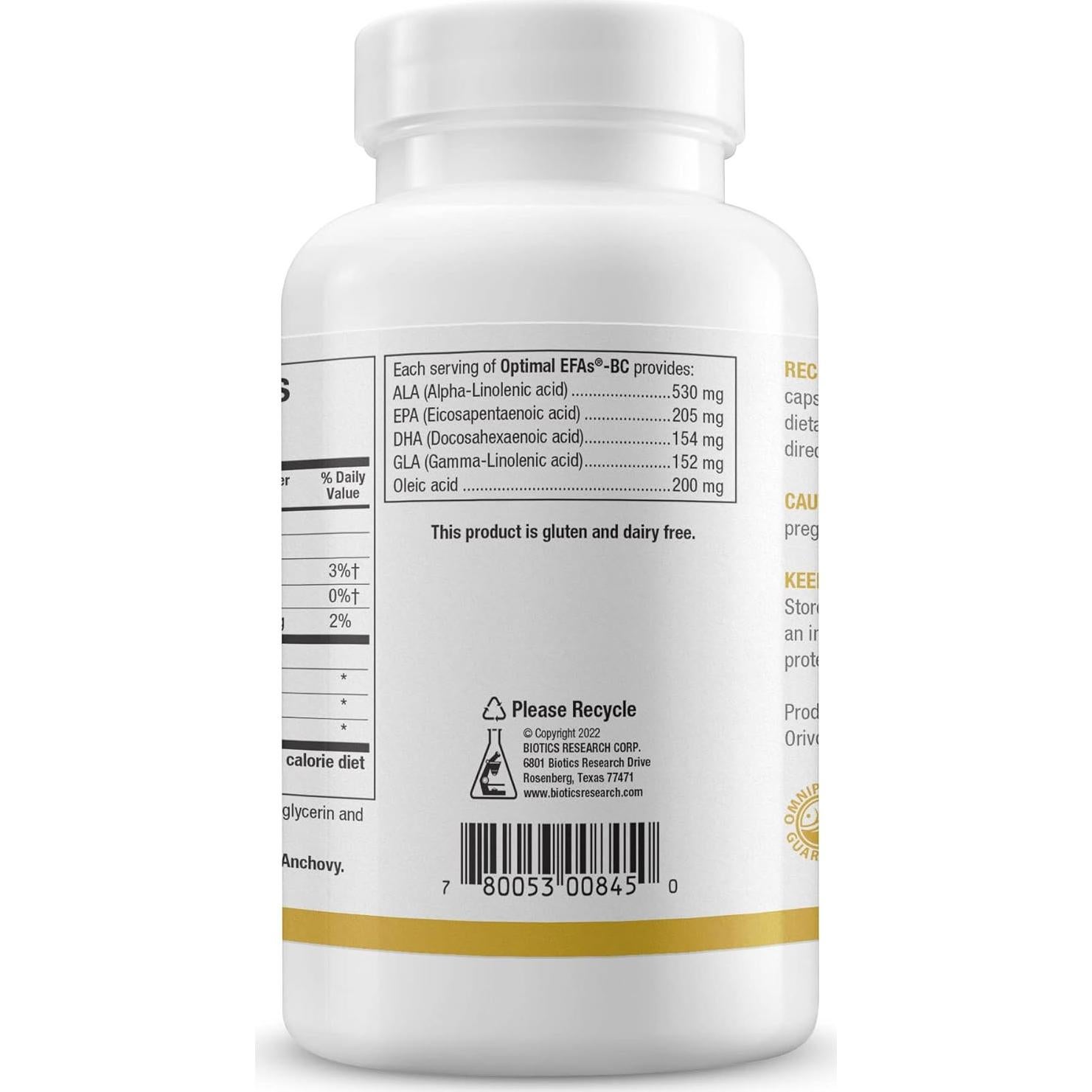 EFAs Óptimos Biotics Research - Omega 3, 6 y 9, 120 Cápsulas