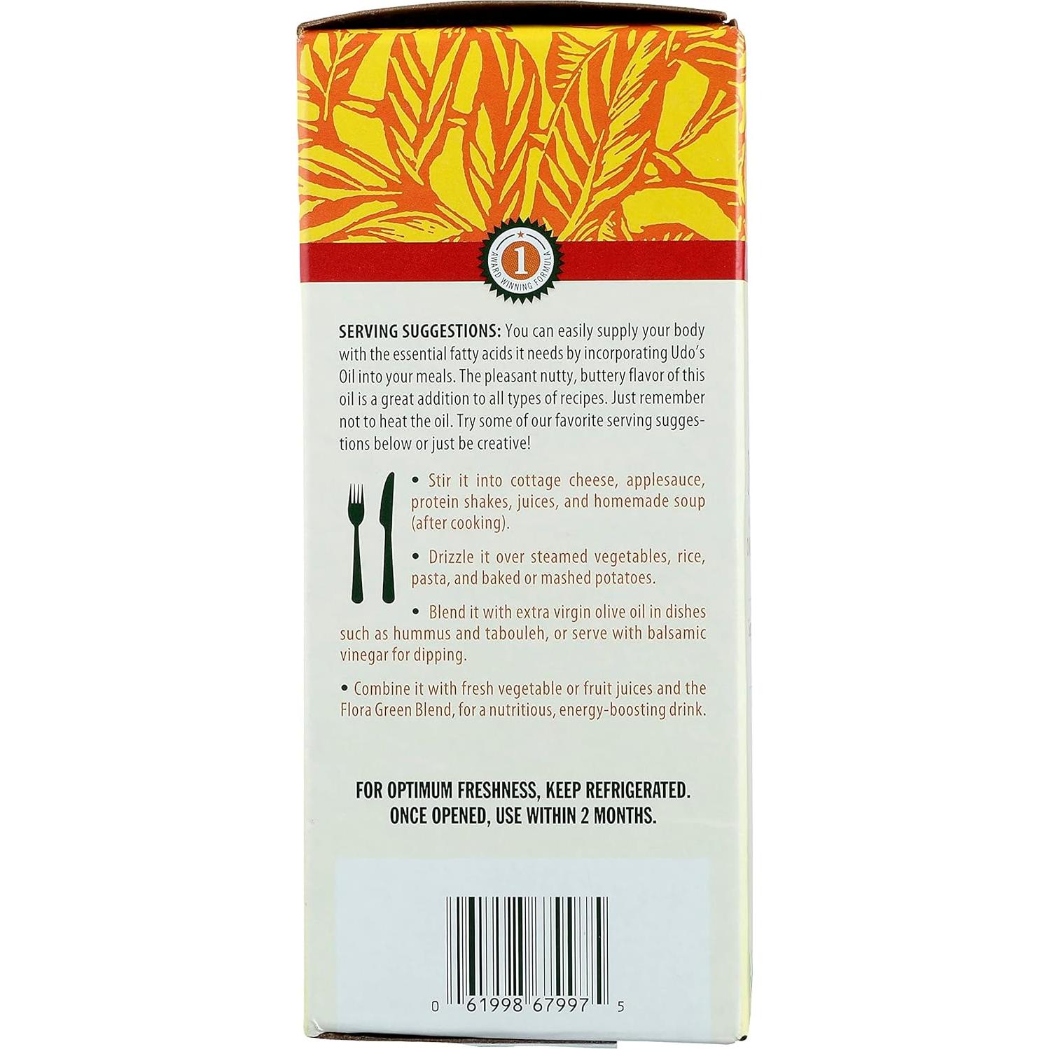 Aceite Udo's DHA Flora 3-6-9 Orgánico 500ml Suplemento Vegano