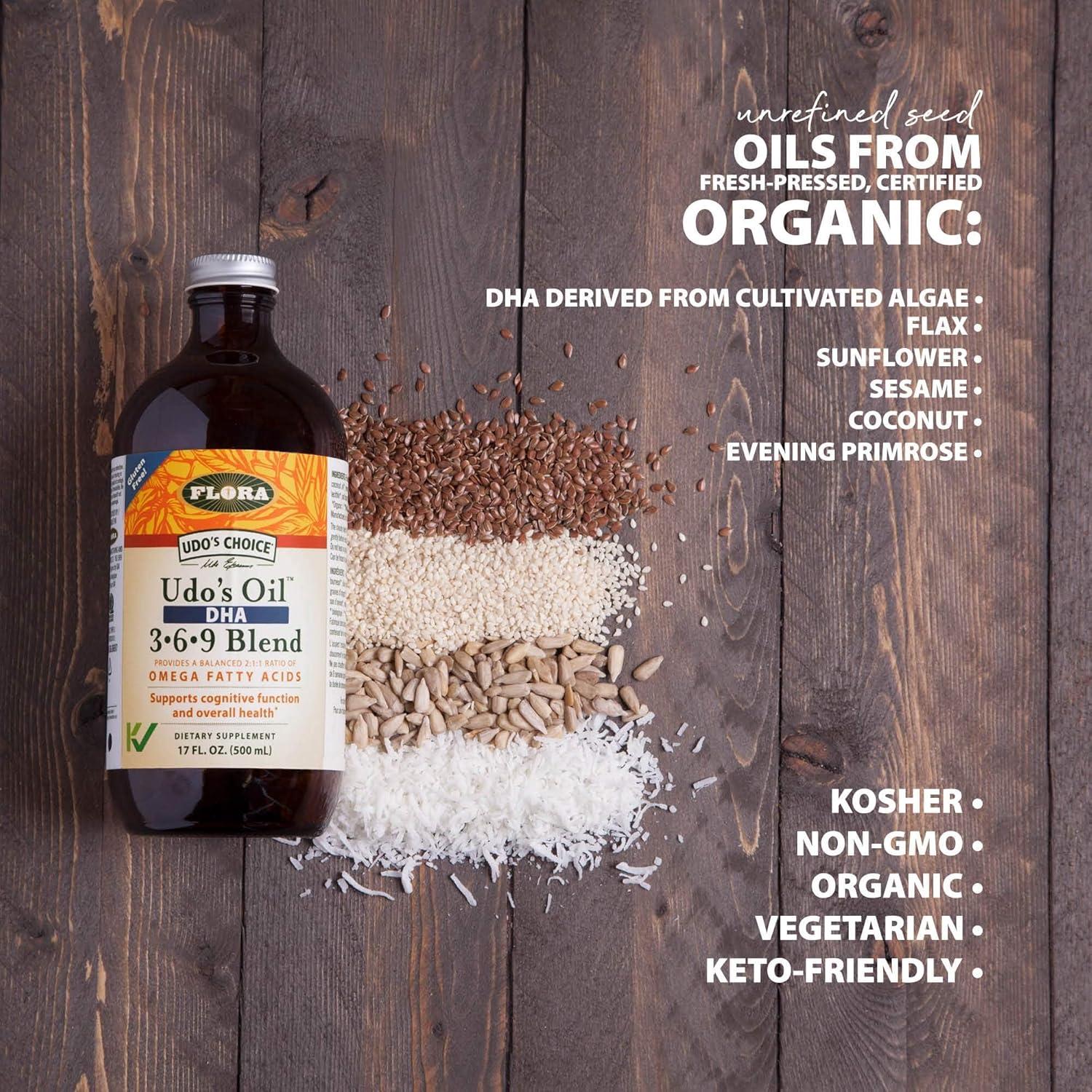 Aceite Udo's DHA Flora 3-6-9 Orgánico 500ml Suplemento Vegano