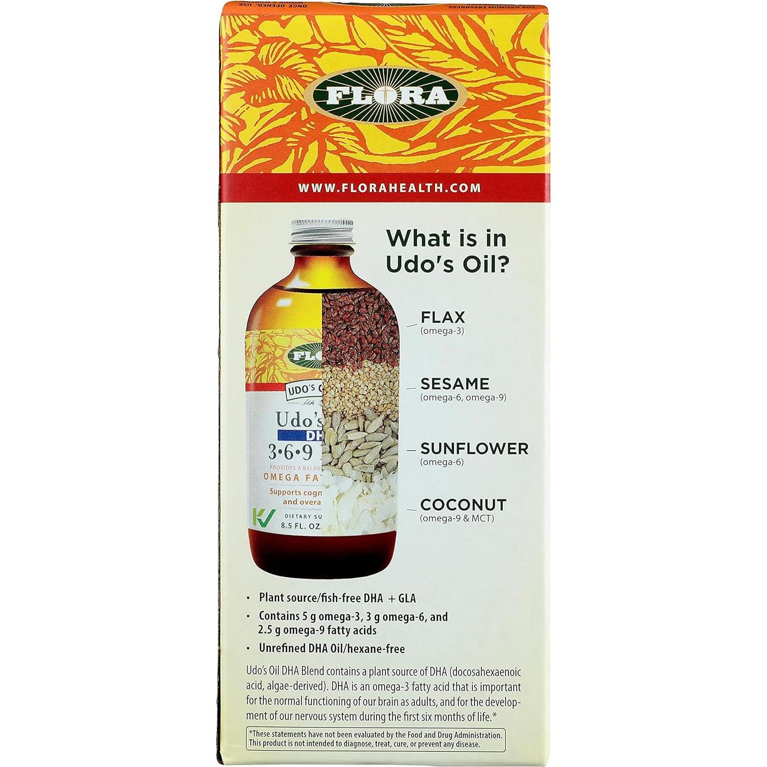 Aceite Udo's DHA Flora 3-6-9 Orgánico 500ml Suplemento Vegano