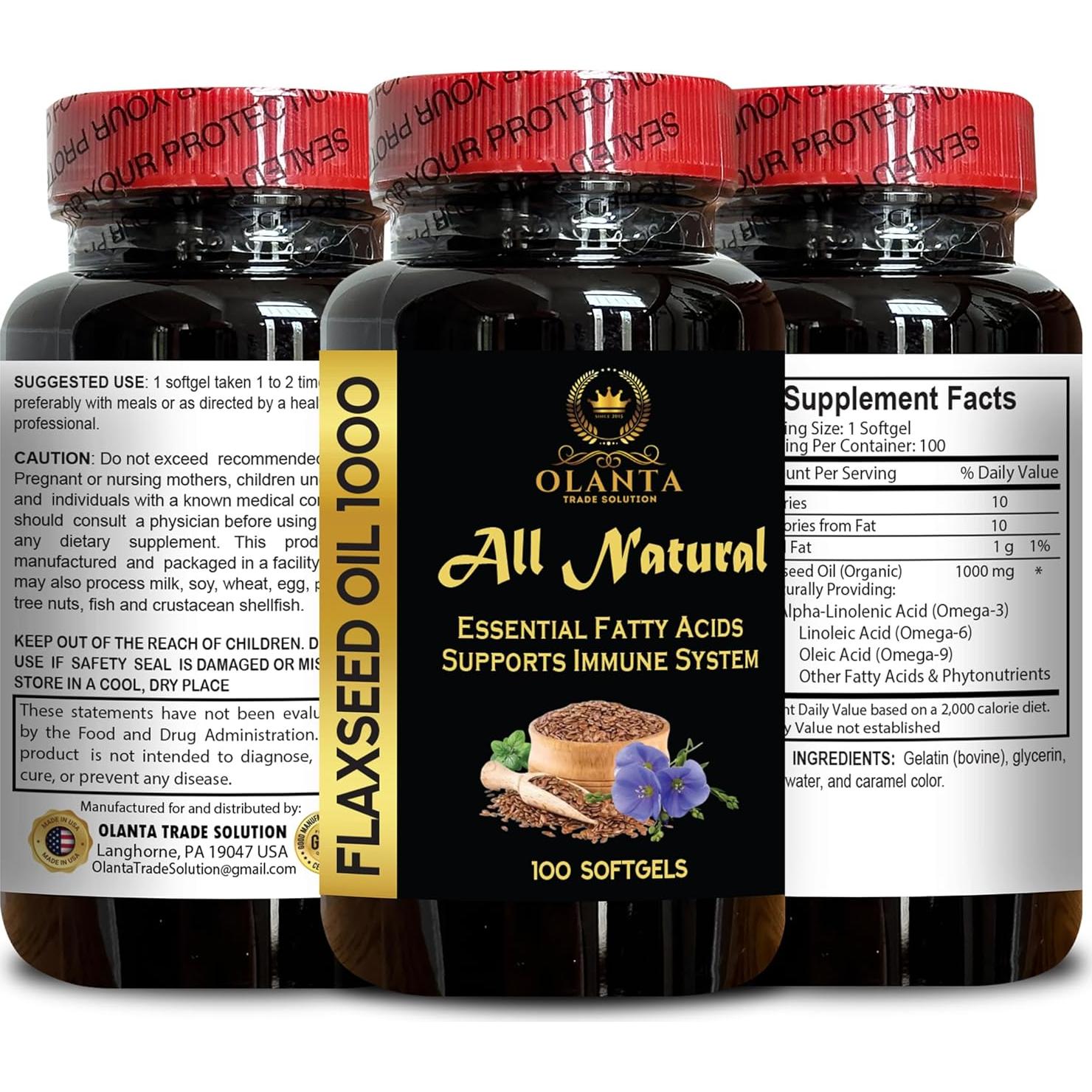 Aceite de Semilla de Lino Orgánico Vitalabs 1000 mg - Vegano