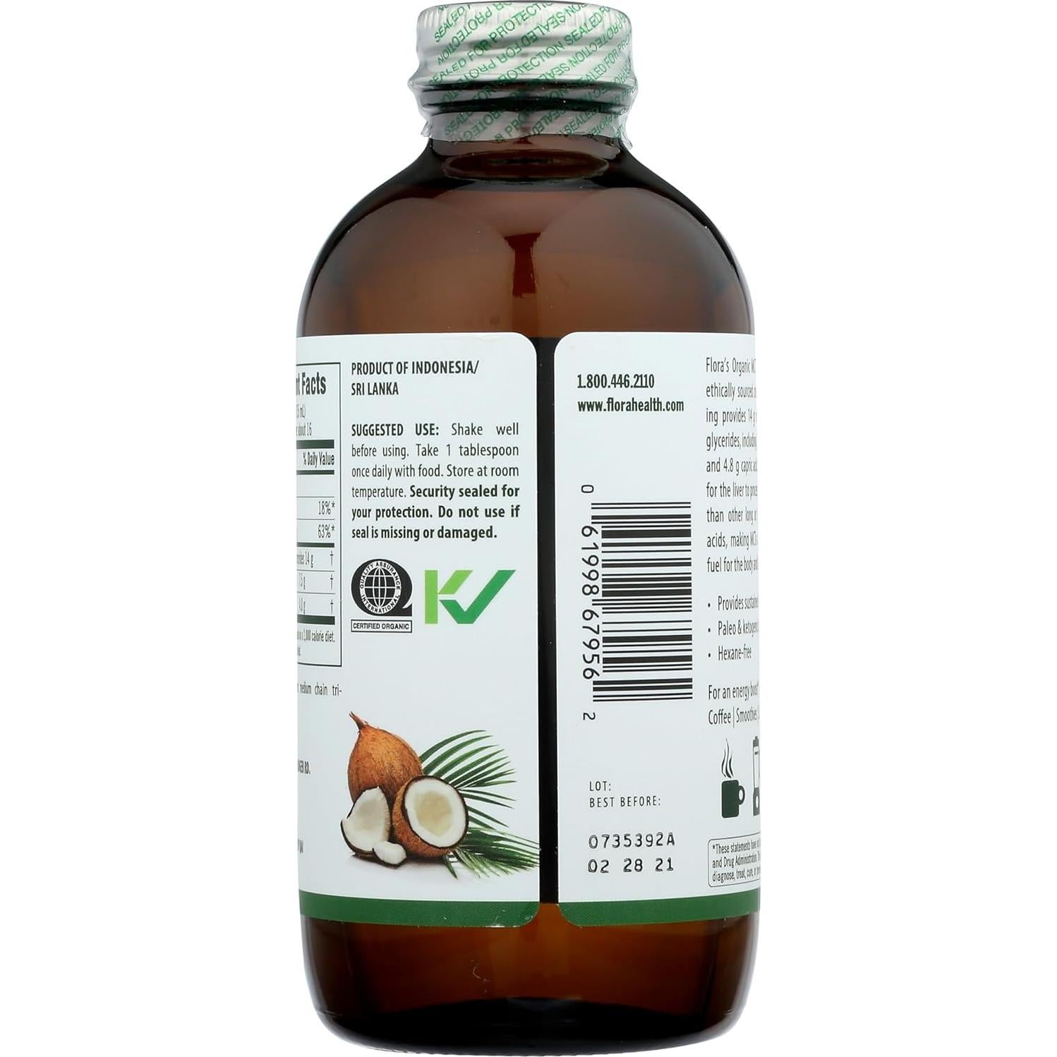 Aceite MCT Orgánico Flora 250 ml - Salud Muscular y Cerebral