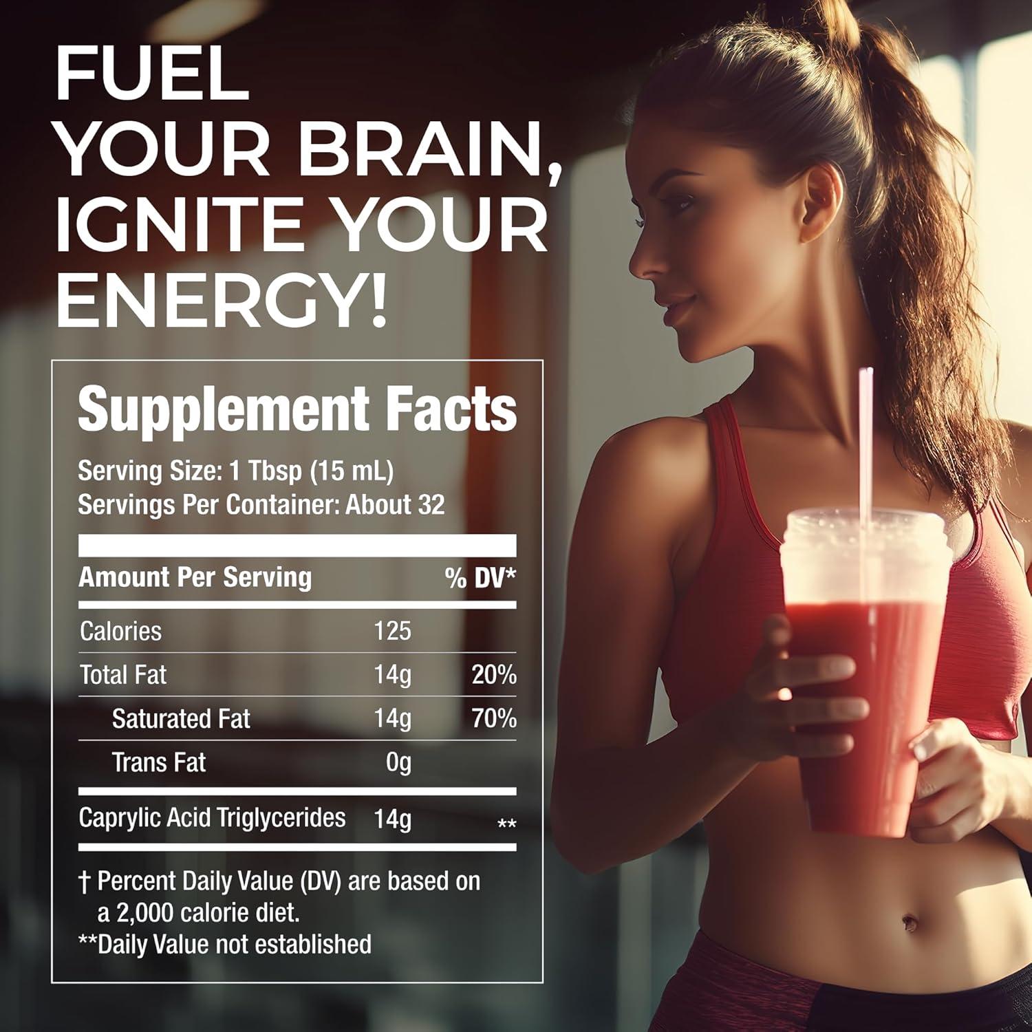 Aceite C8 MCT Fat Fuel - Suplemento Keto 473 ml Energía Pura