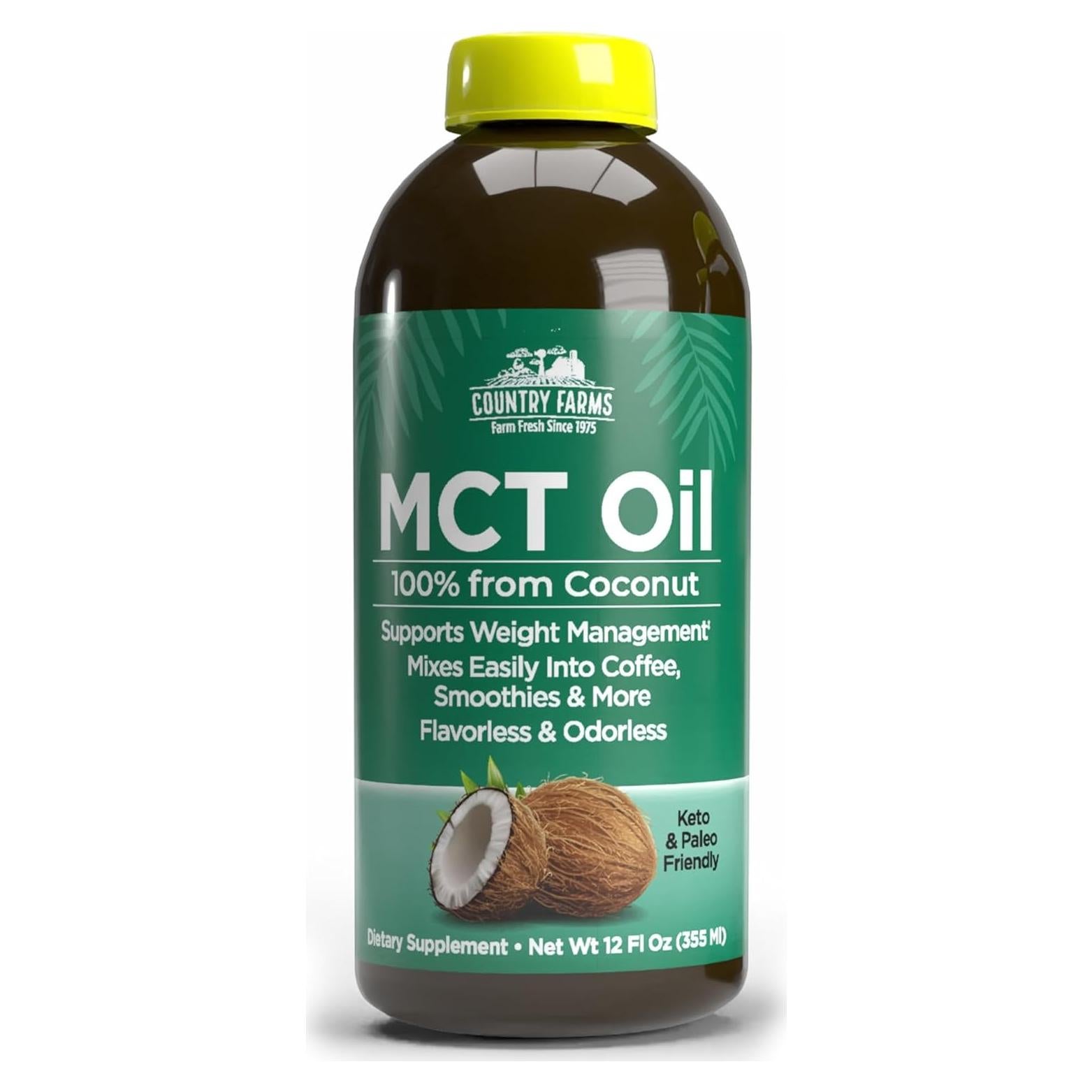 Aceite MCT Country Farms 354 ml - Energía Natural Keto Paleo