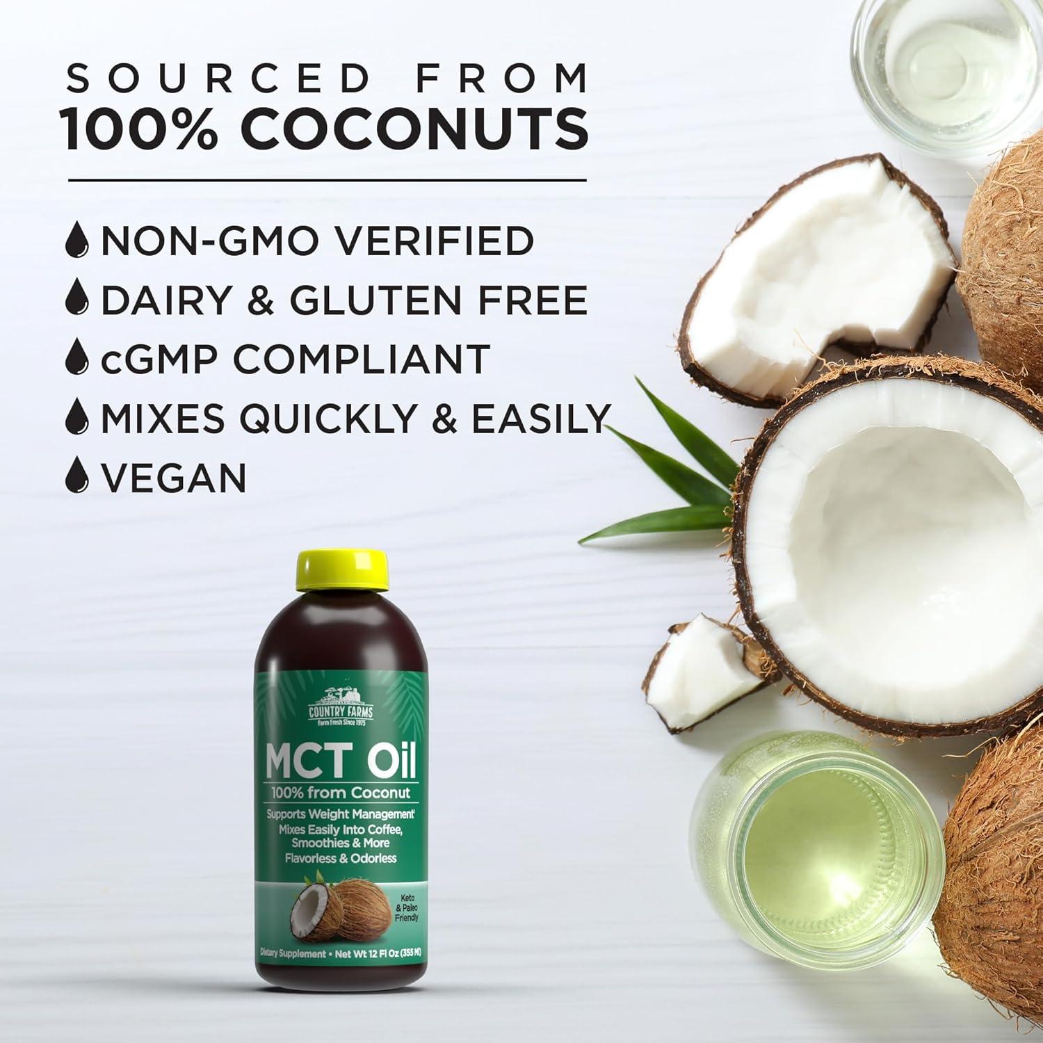 Aceite MCT Country Farms 354 ml - Energía Natural Keto Paleo