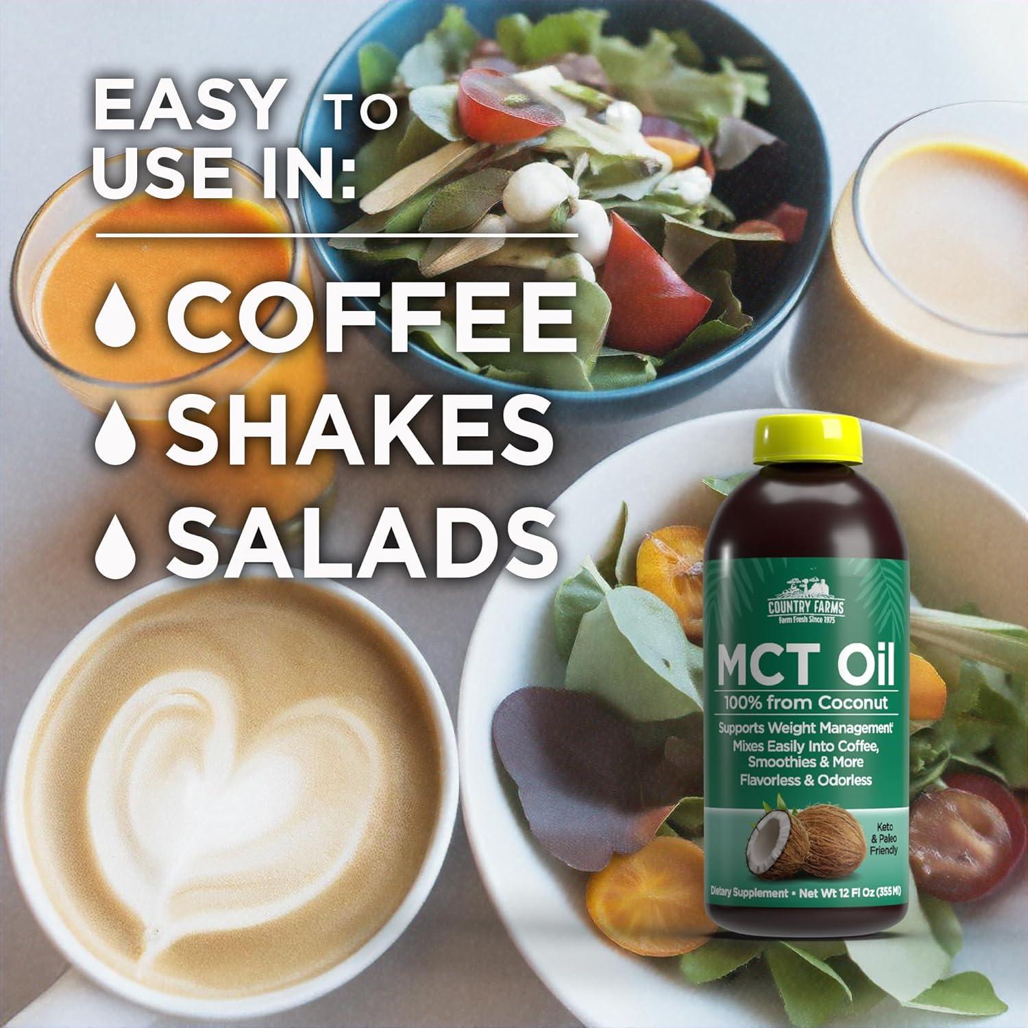 Aceite MCT Country Farms 354 ml - Energía Natural Keto Paleo