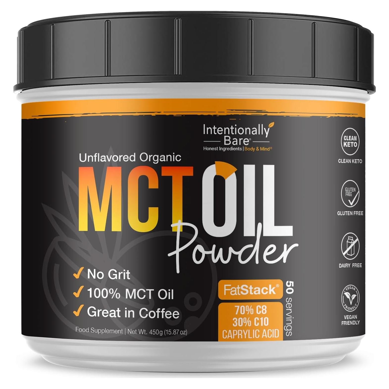 Polvo de Aceite MCT Intentionally Bare 0.45 kg - 70% C8 30% C10