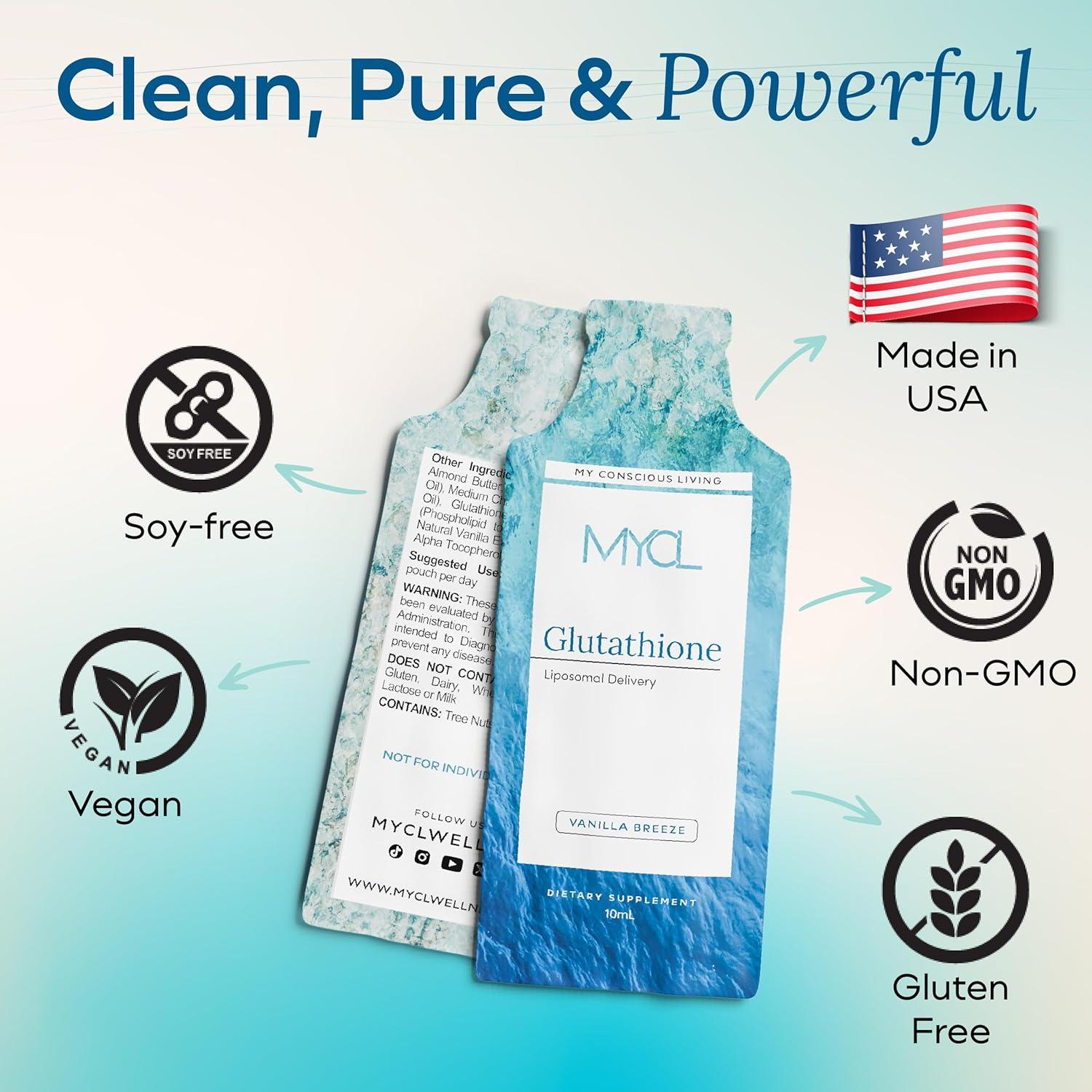 Suplemento de Glutati&oacute;n Liposomal MYCL - 30 Paquetes Squeeze - Almendra de Vainilla
