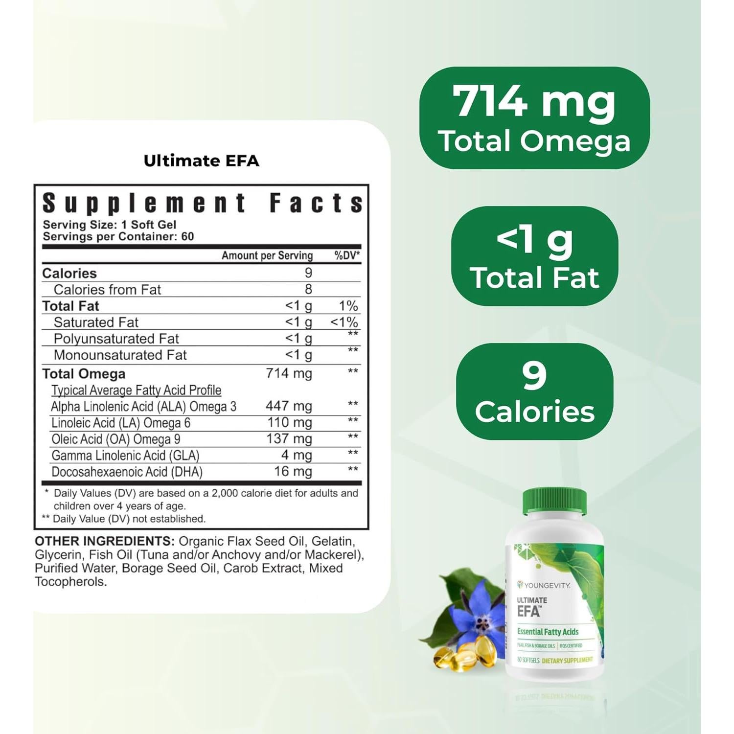 Suplemento Omega 3, 6 y 9 Youngevity EFA 60 geles blandos