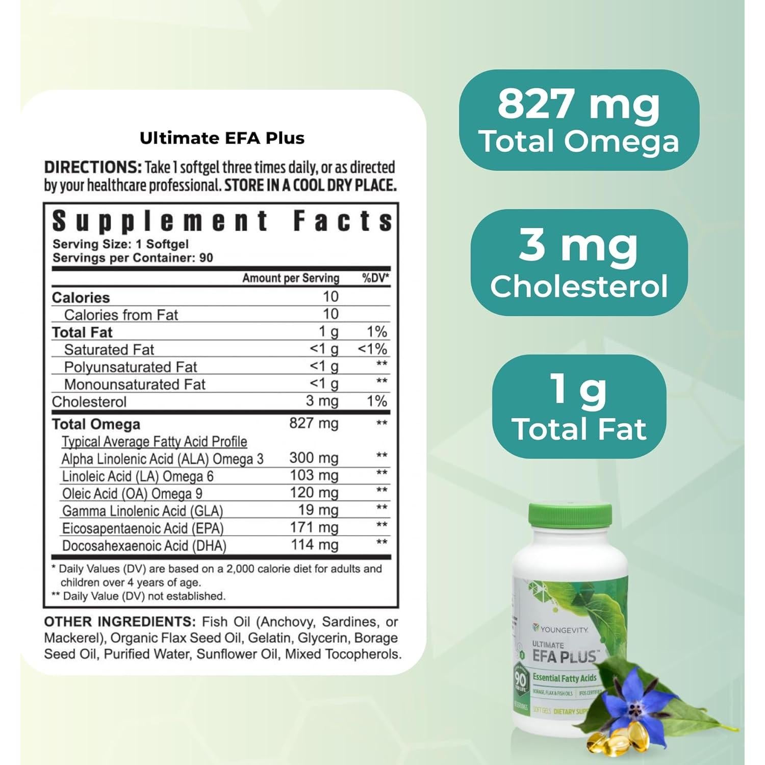 Suplemento Omega 3 Youngevity Ultimate EFA Plus 90 geles