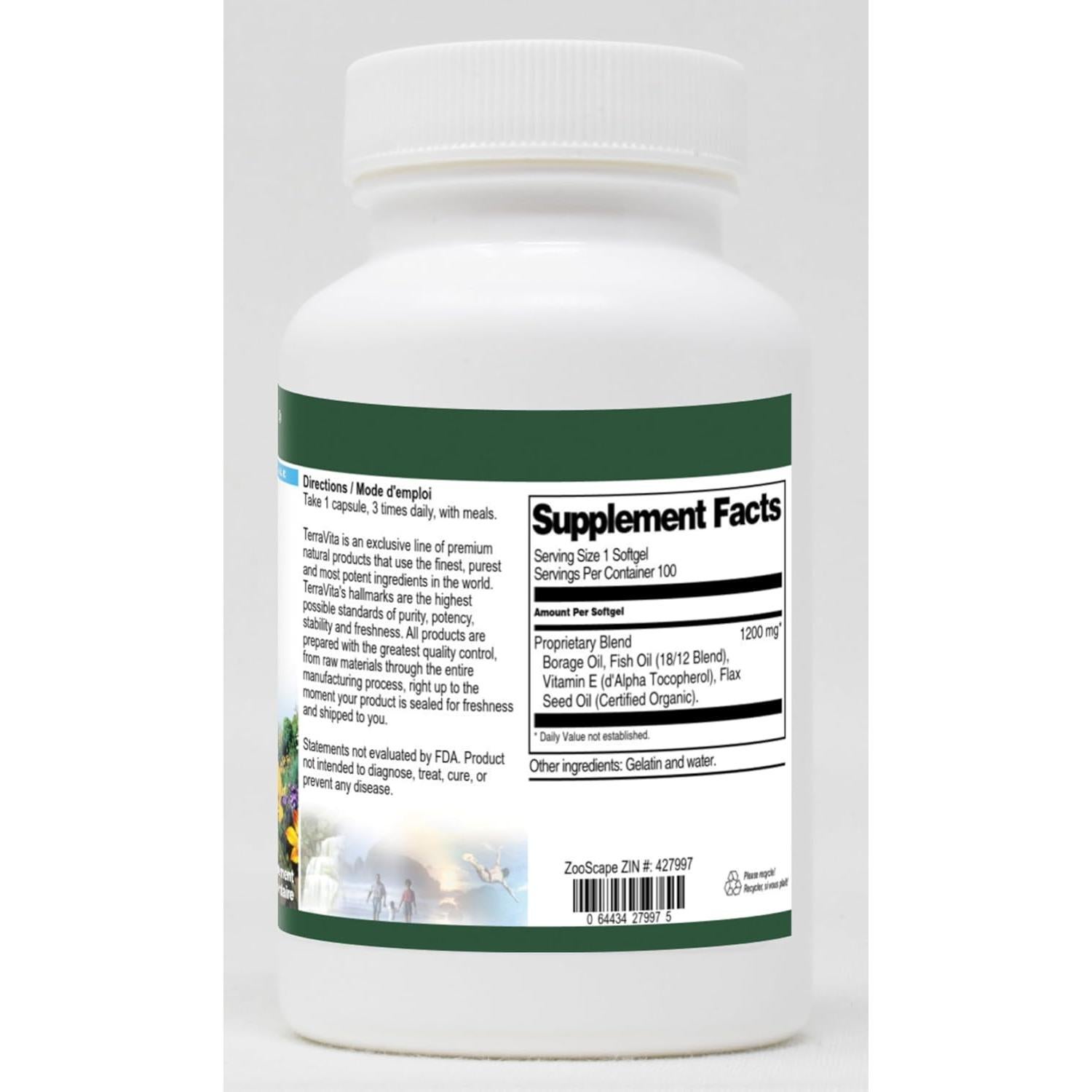 Suplemento Omega 3-6-9 TerraVita 1200 mg - 100 gelatinas blandas