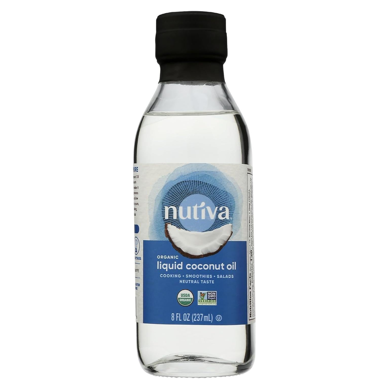 Aceite de Coco Fraccionado Orgánico Nutiva 226g - Hidratante y Cocina