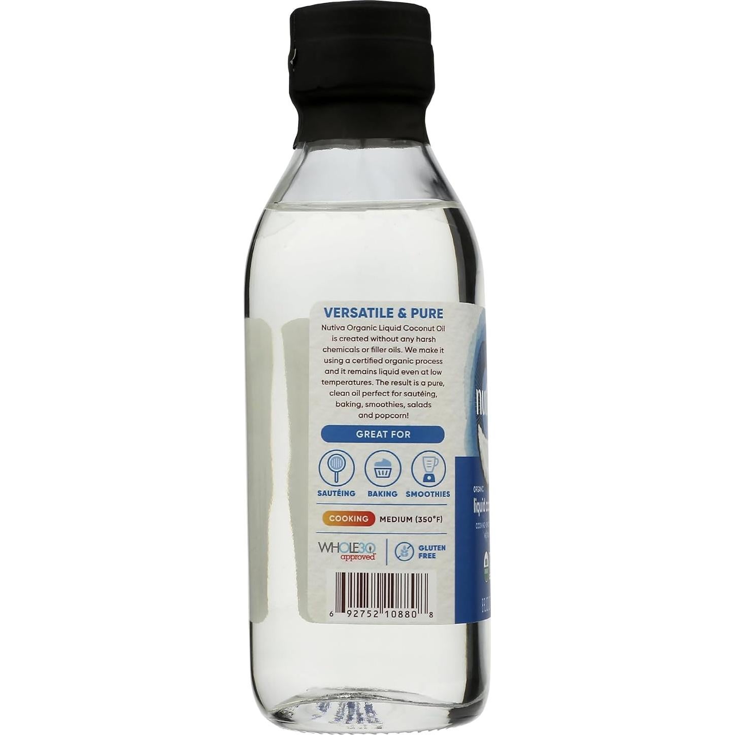 Aceite de Coco Fraccionado Orgánico Nutiva 226g - Hidratante y Cocina