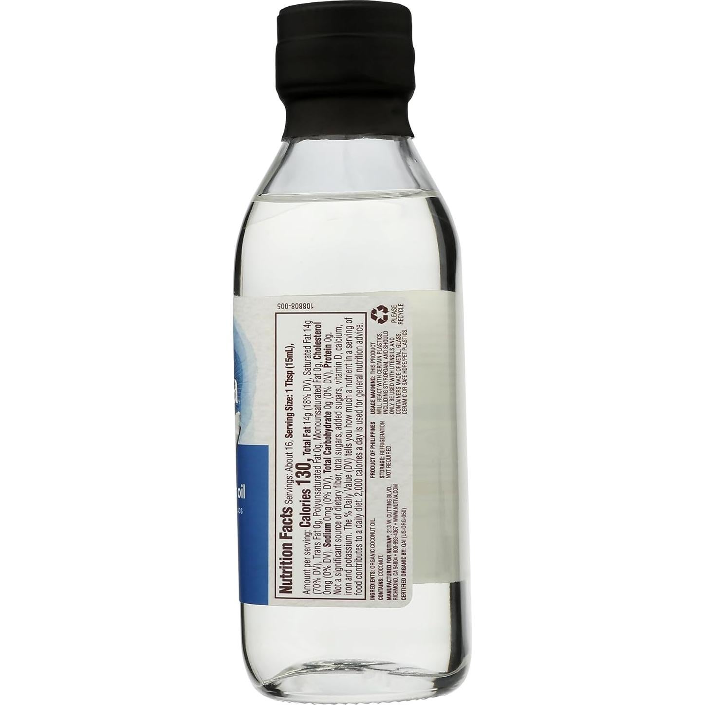 Aceite de Coco Fraccionado Orgánico Nutiva 226g - Hidratante y Cocina