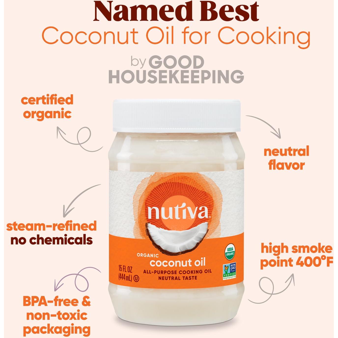 Aceite de Coco Refinado Orgánico Nutiva 425g - Neutro para Cocinar