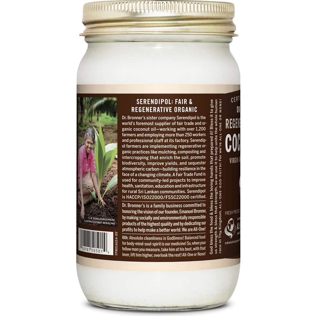 Aceite de Coco Virgen Orgánico Dr. Bronner's 396ml Grano Completo