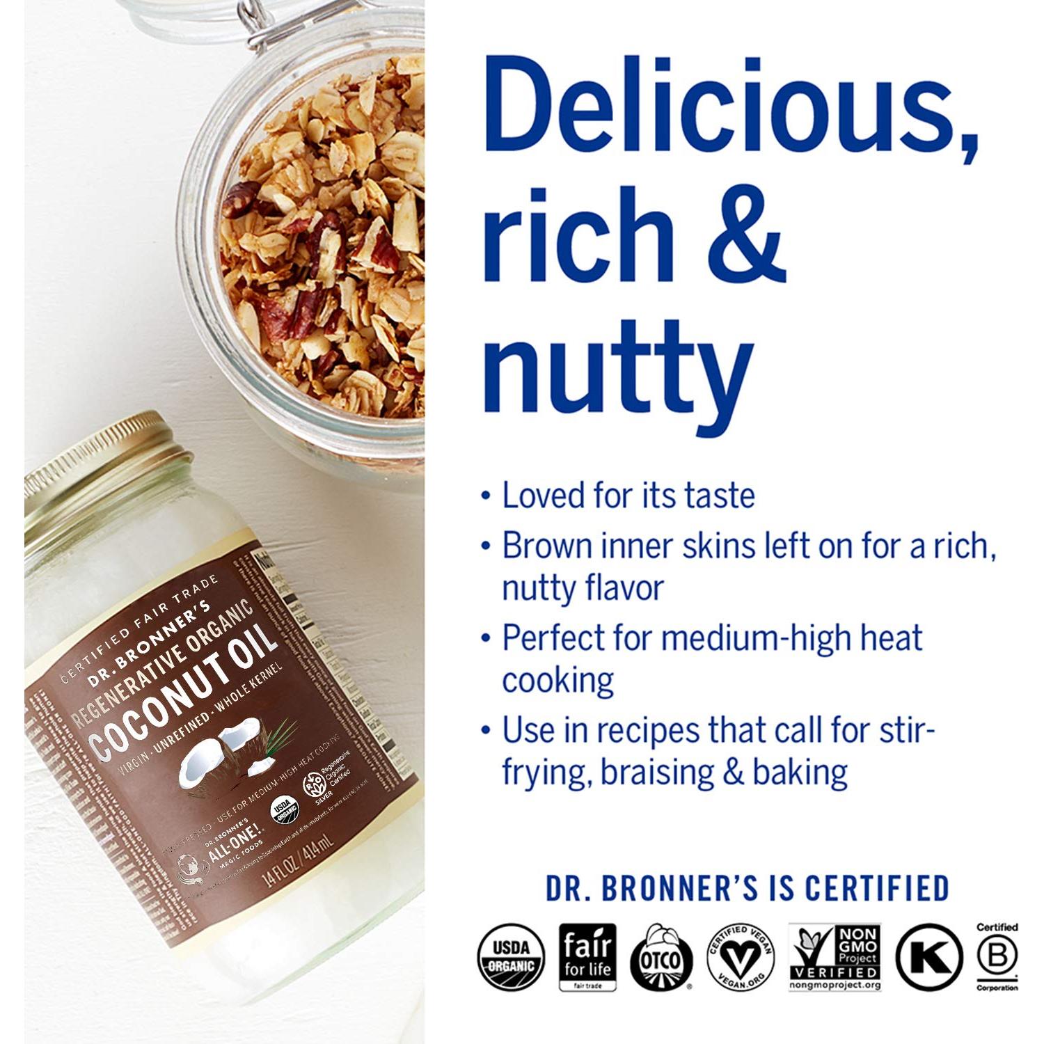 Aceite de Coco Virgen Orgánico Dr. Bronner's 396ml Grano Completo
