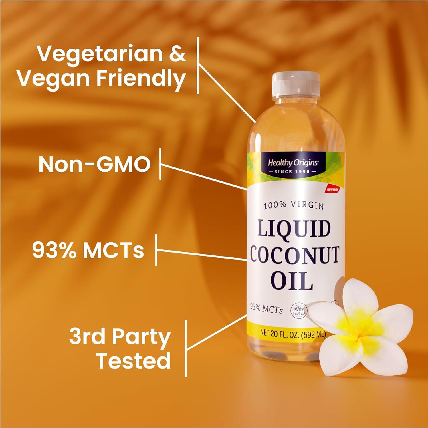 Aceite de Coco Prensado en Frío Healthy Origins 591 ml - 93% MCTs