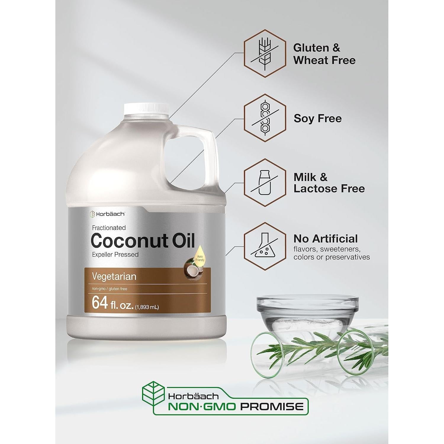 Aceite de Coco Fraccionado Horbaach 1.89 L Sin Sabor Keto