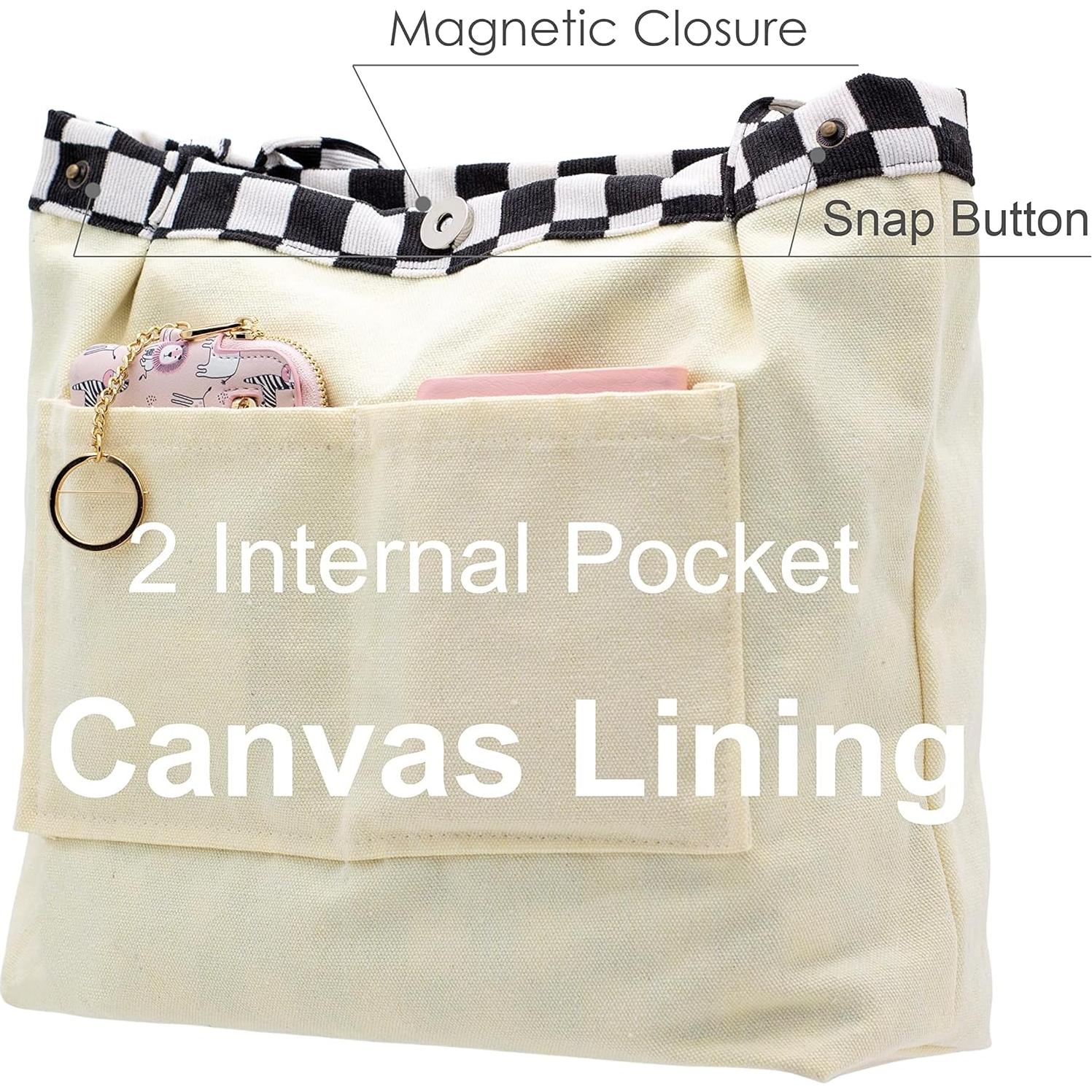 Bolsa Tote PAZIMIIK Acuadros Negros Reutilizable para Viaje