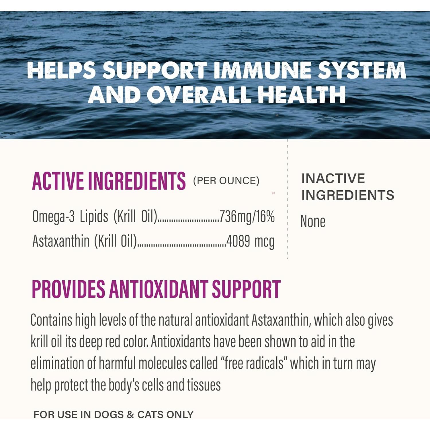 Aceite de Kril Antártico Grizzly 236.6ml para Perros y Gatos