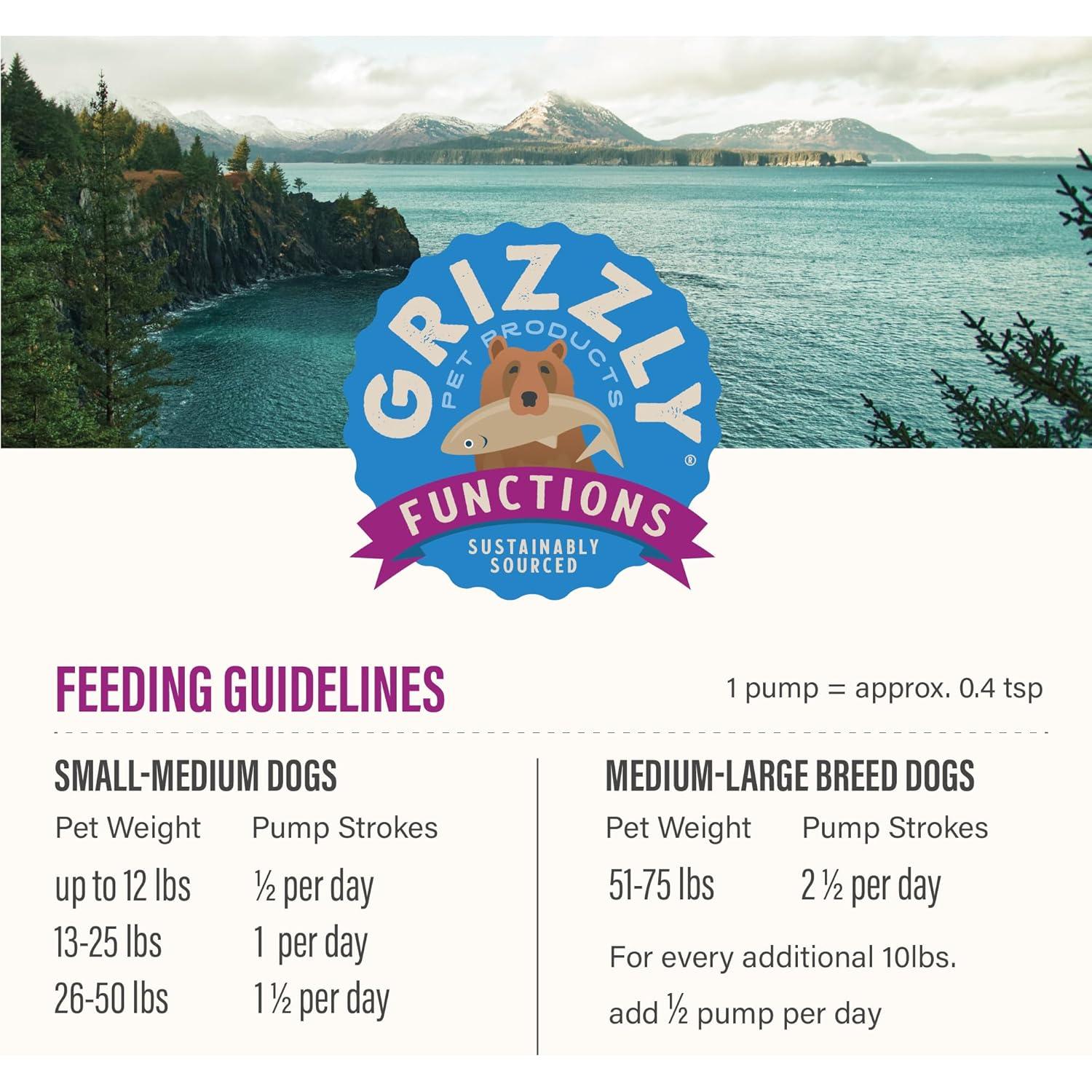 Aceite de Kril Antártico Grizzly 236.6ml para Perros y Gatos