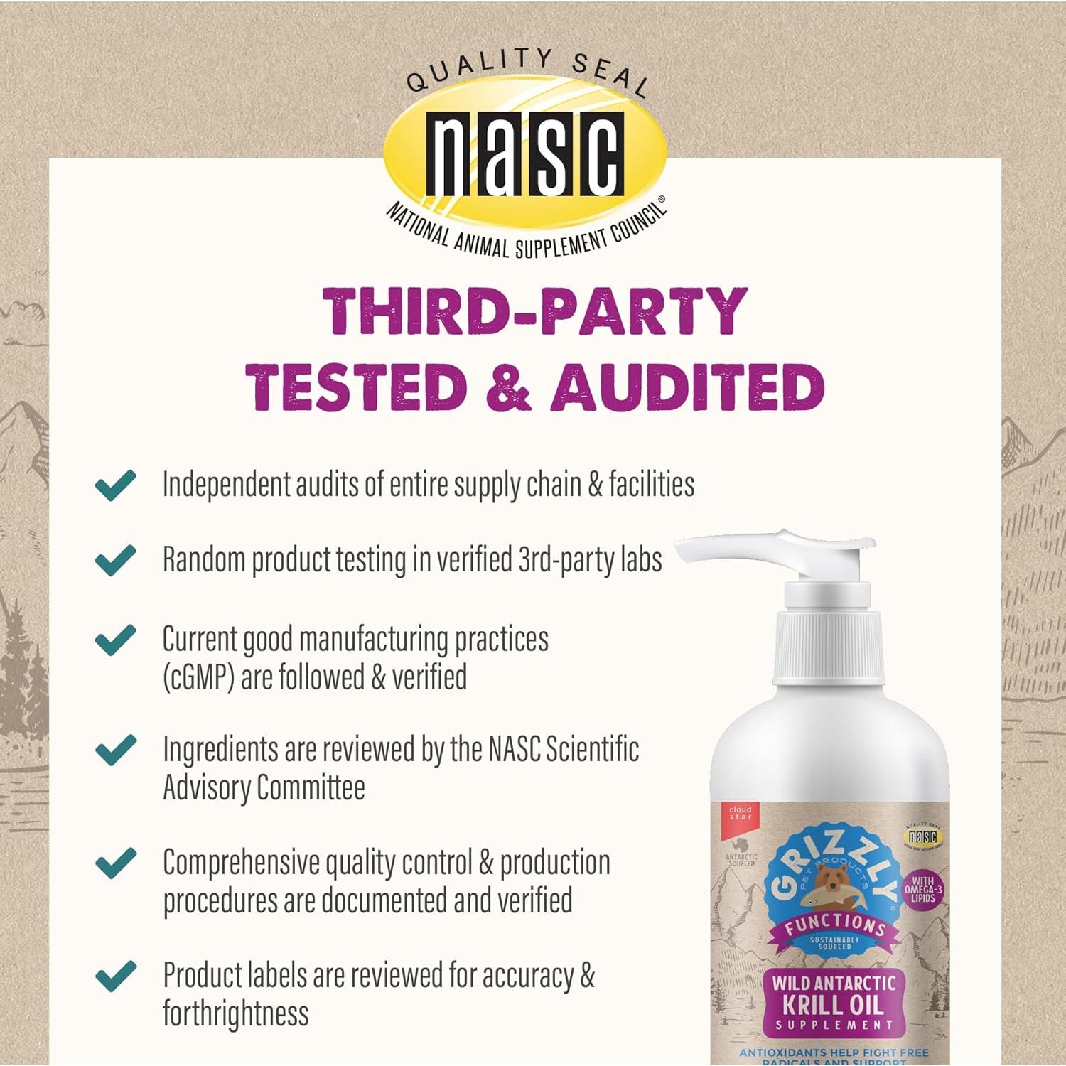 Aceite de Kril Antártico Grizzly 236.6ml para Perros y Gatos