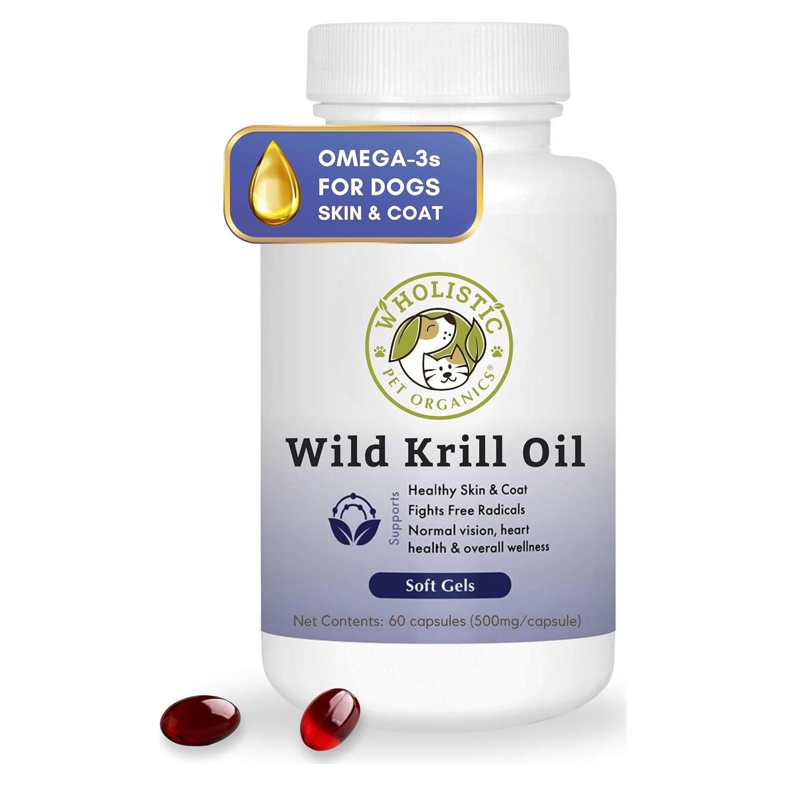 Aceite de Kril Wholistic Pet Organics 60 Cápsulas para Perros