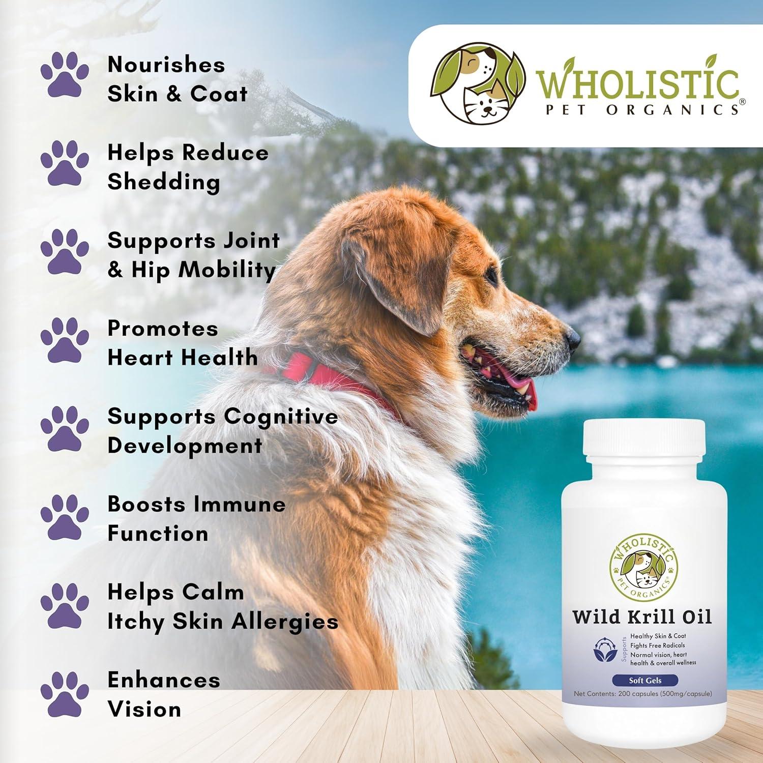 Aceite de Kril Wholistic Pet Organics 60 Cápsulas para Perros