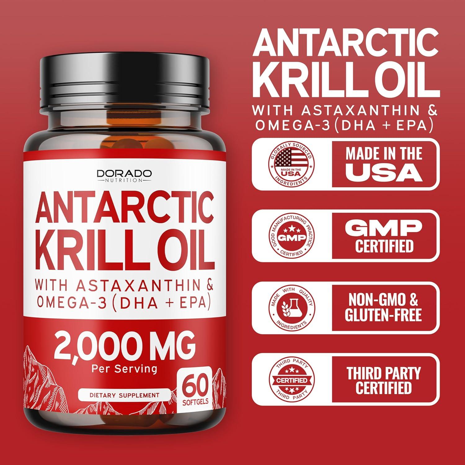 Suplemento de Aceite de Kril Antártico Dorado Nutrition 2000mg