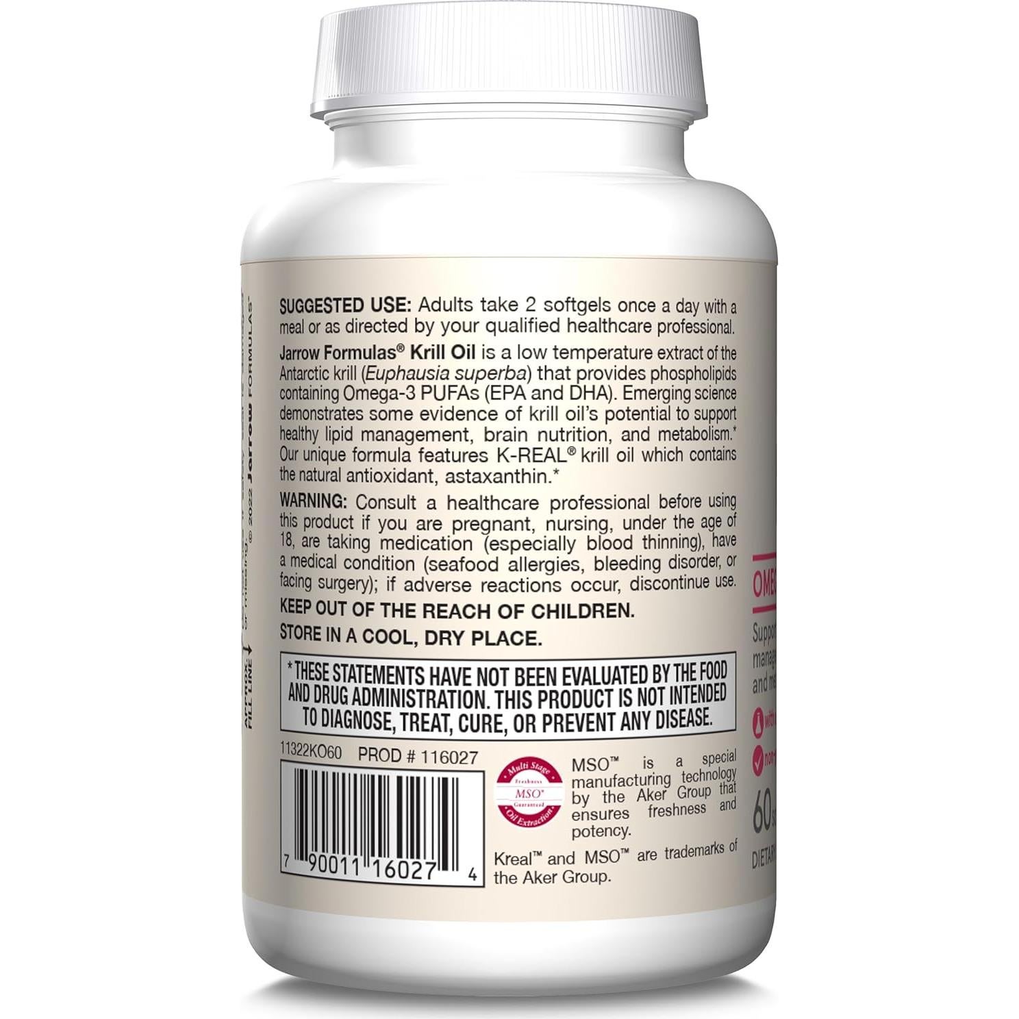 Aceite de Krill Jarrow Formulas 60 Cápsulas Blandas Omega-3