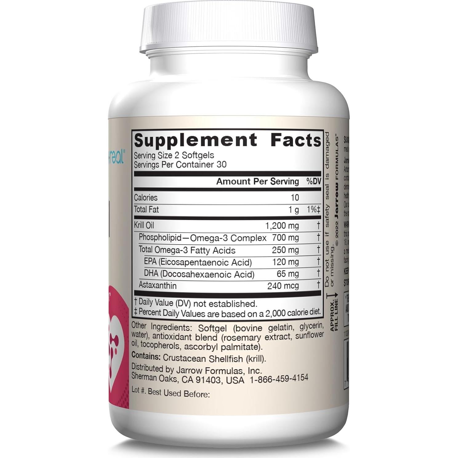 Aceite de Krill Jarrow Formulas 60 Cápsulas Blandas Omega-3