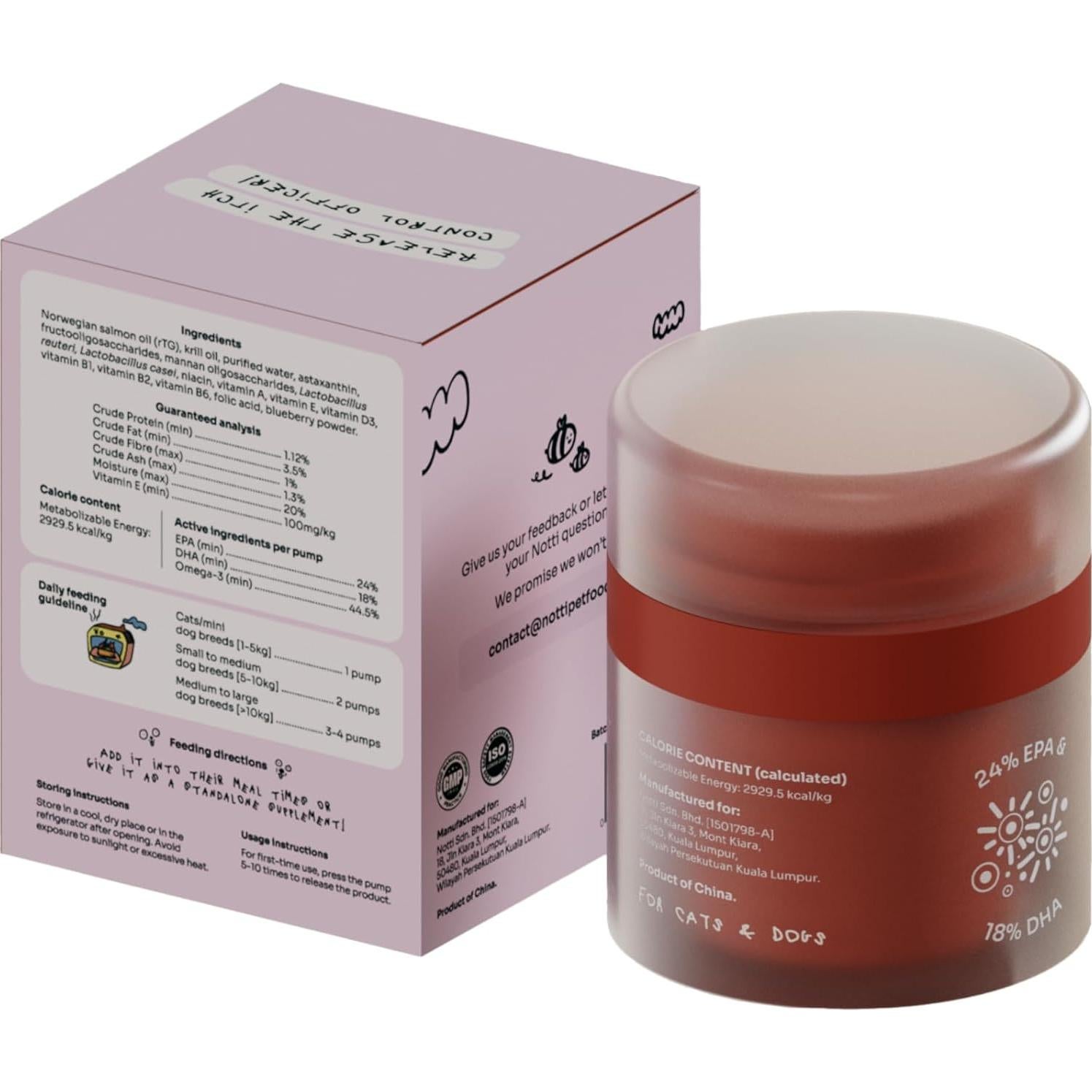 Suplemento Omega 3 Notti para Mascotas - Aceite de Salmón y Krill