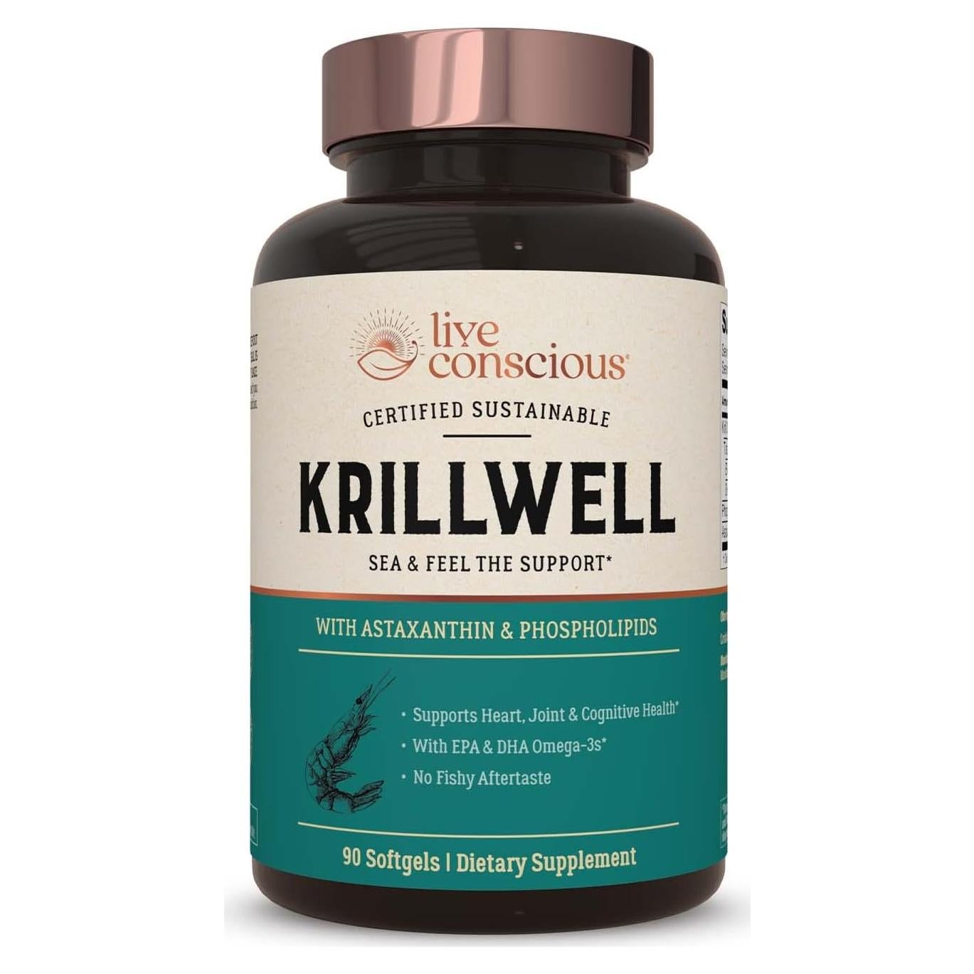 Suplemento de Aceite de Kril Live Conscious 90 Cápsulas Omega-3