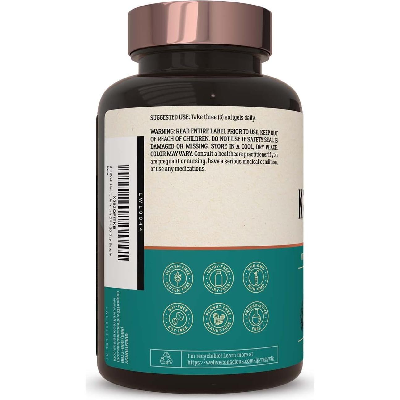 Suplemento de Aceite de Kril Live Conscious 90 Cápsulas Omega-3