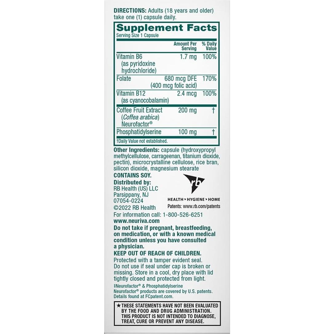 Neuriva Plus Suplemento Cerebral 30 Cápsulas - Enfoque y Memoria