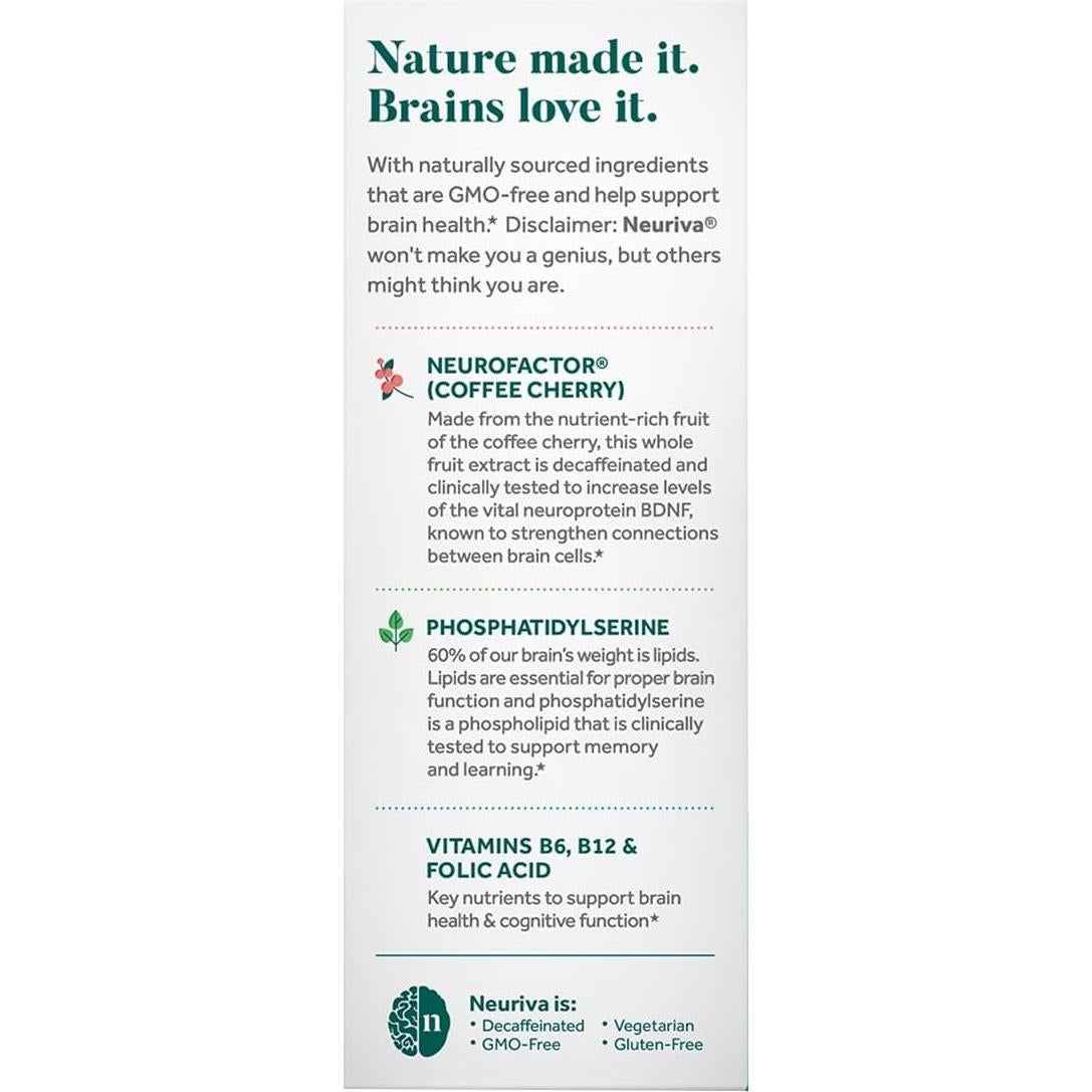 Neuriva Plus Suplemento Cerebral 30 Cápsulas - Enfoque y Memoria