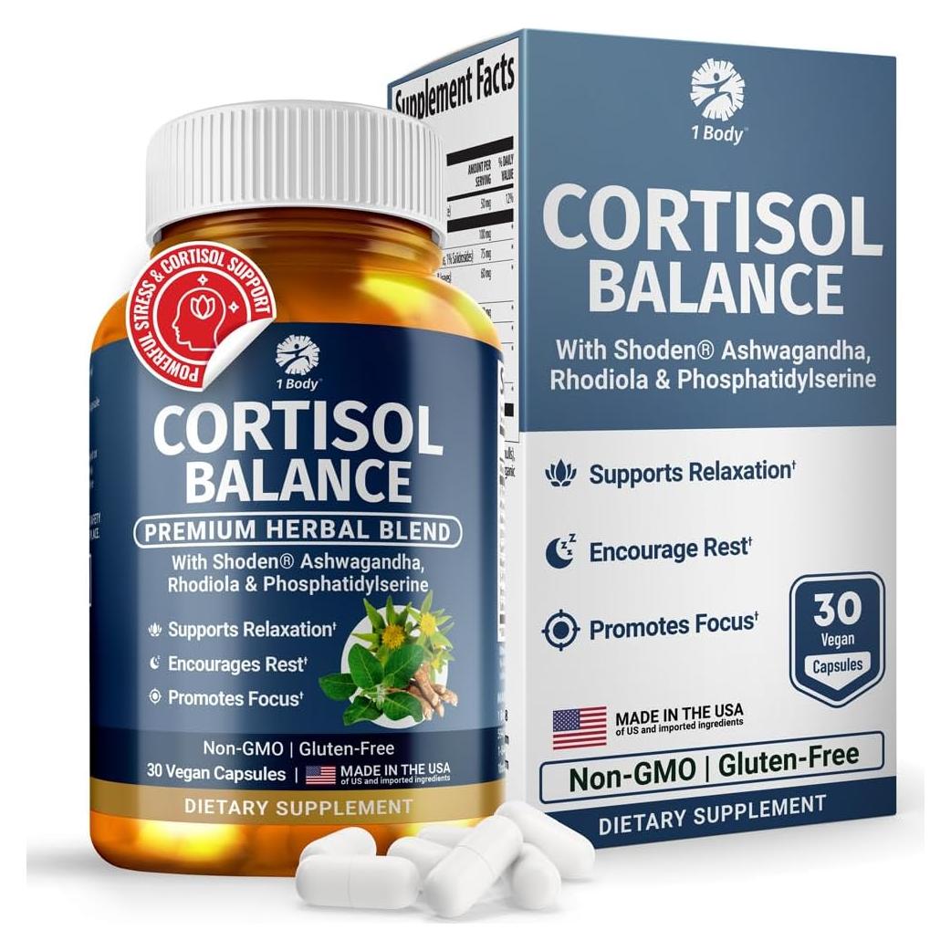 Suplemento de Cortisol 1 Cuerpo Balance - 30 Cápsulas Veganas