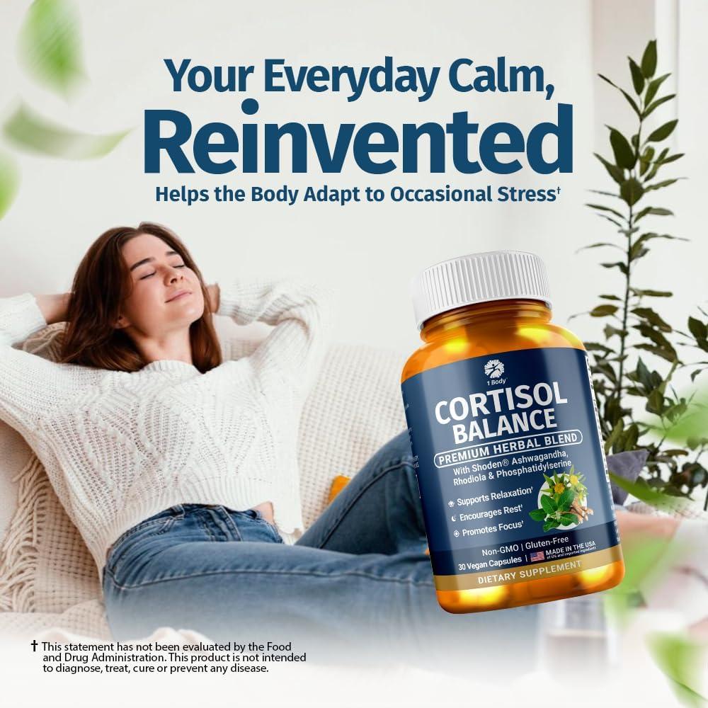 Suplemento de Cortisol 1 Cuerpo Balance - 30 Cápsulas Veganas