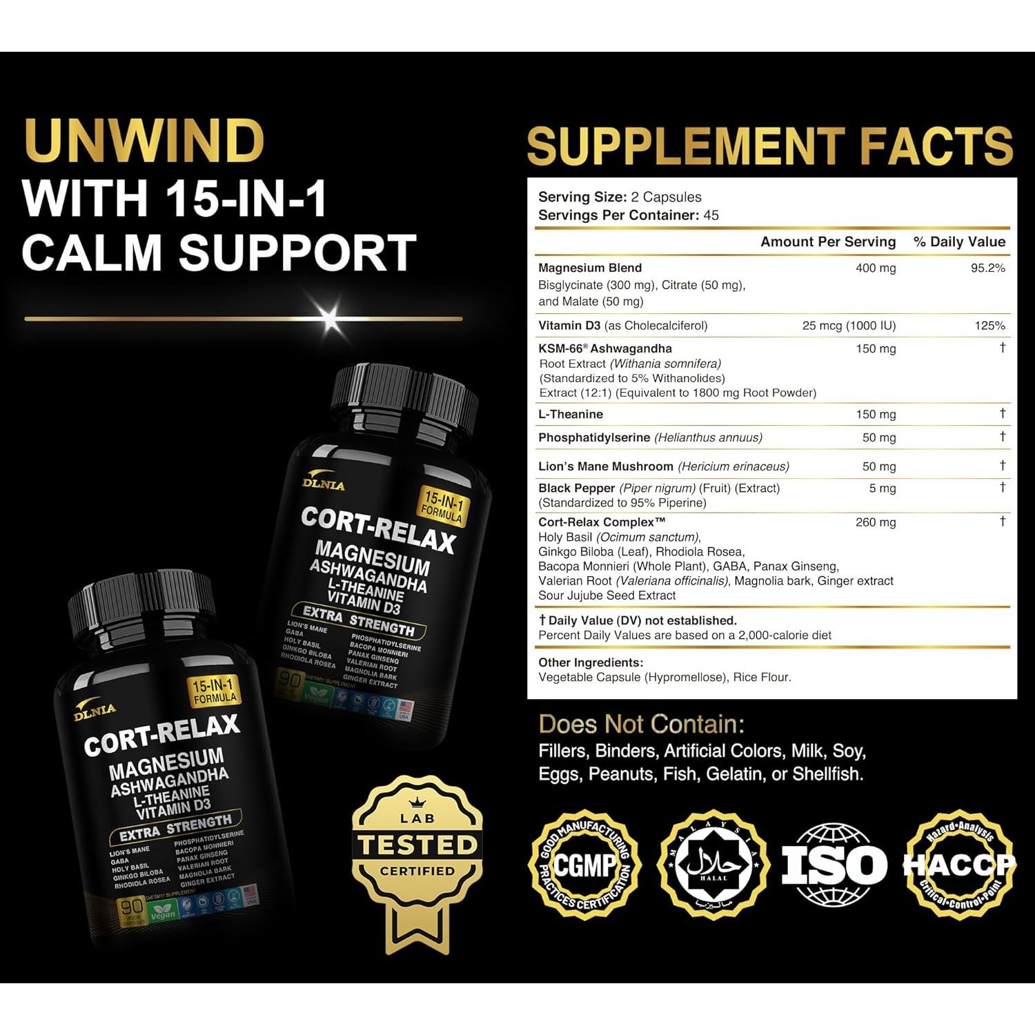 Suplemento Super Calm DLNIA 90 Cápsulas - Control de Cortisol